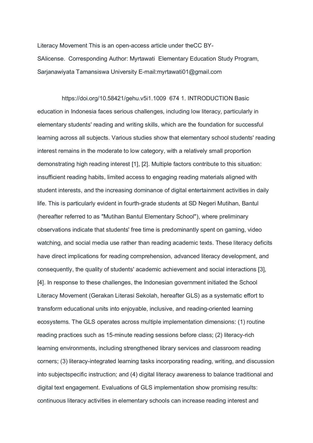 JURIS Implementing the School Literacy Movement in IPAS Integrated Science Learning under the Merdeka Curriculum A Case Study in an Indonesian Elementary School