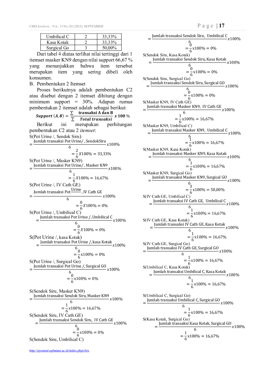 JURIS Analisis Pola Penjualan Alat Kesehatan Dengan Algoritma Apriori Pada Pt Dian Fajar