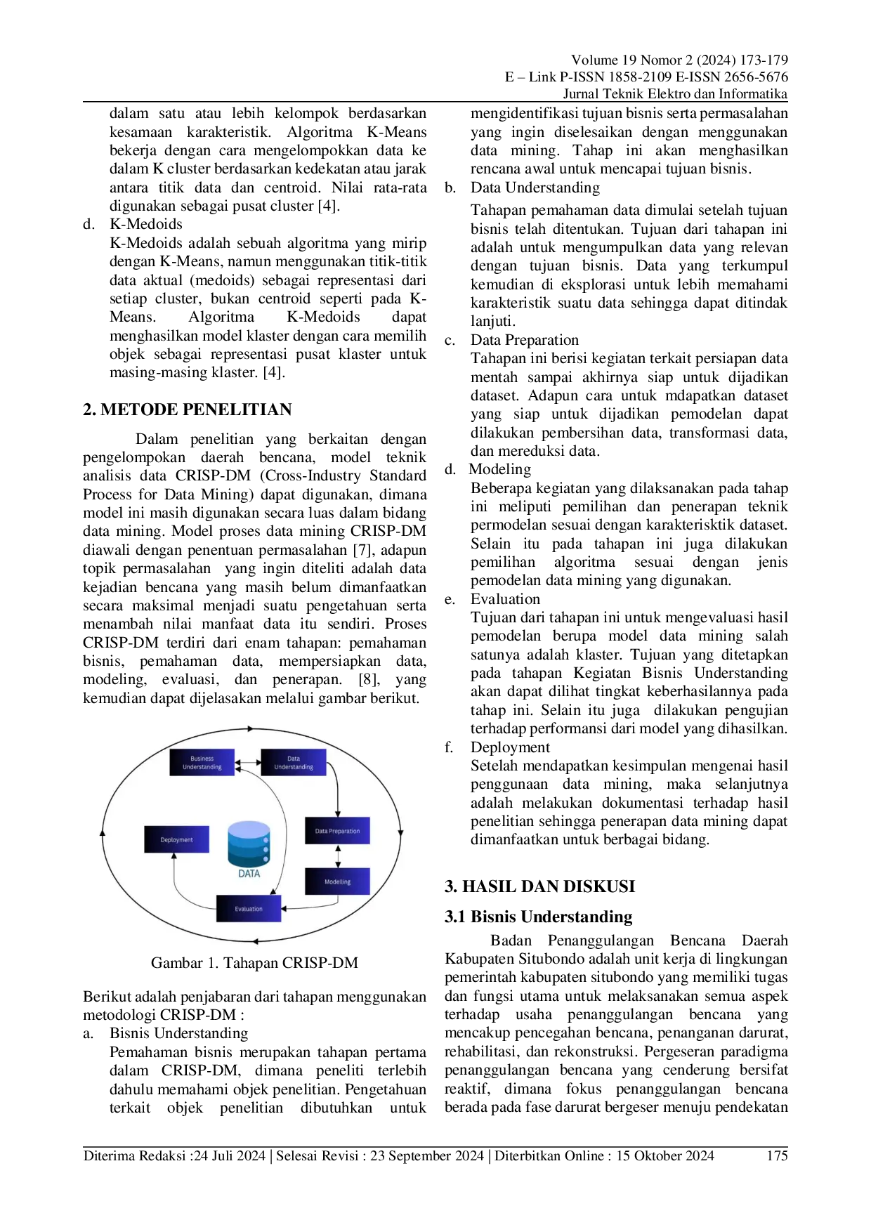 JURIS Komparasi Algoritma K Means dengan K Medoids dalam Klasterisasi Wilayah Rawan Bencana di Kabupaten Situbondo