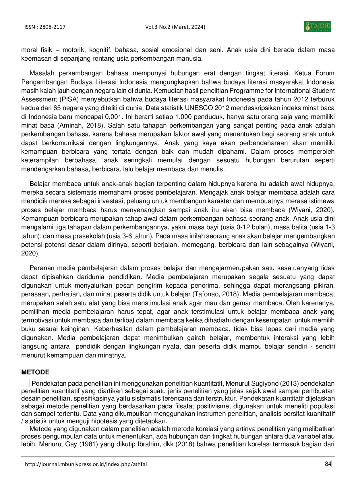 JURIS The Relationship Between Activities Using Learning Media to Read Fluently and Speaking Ability in Early Age Children