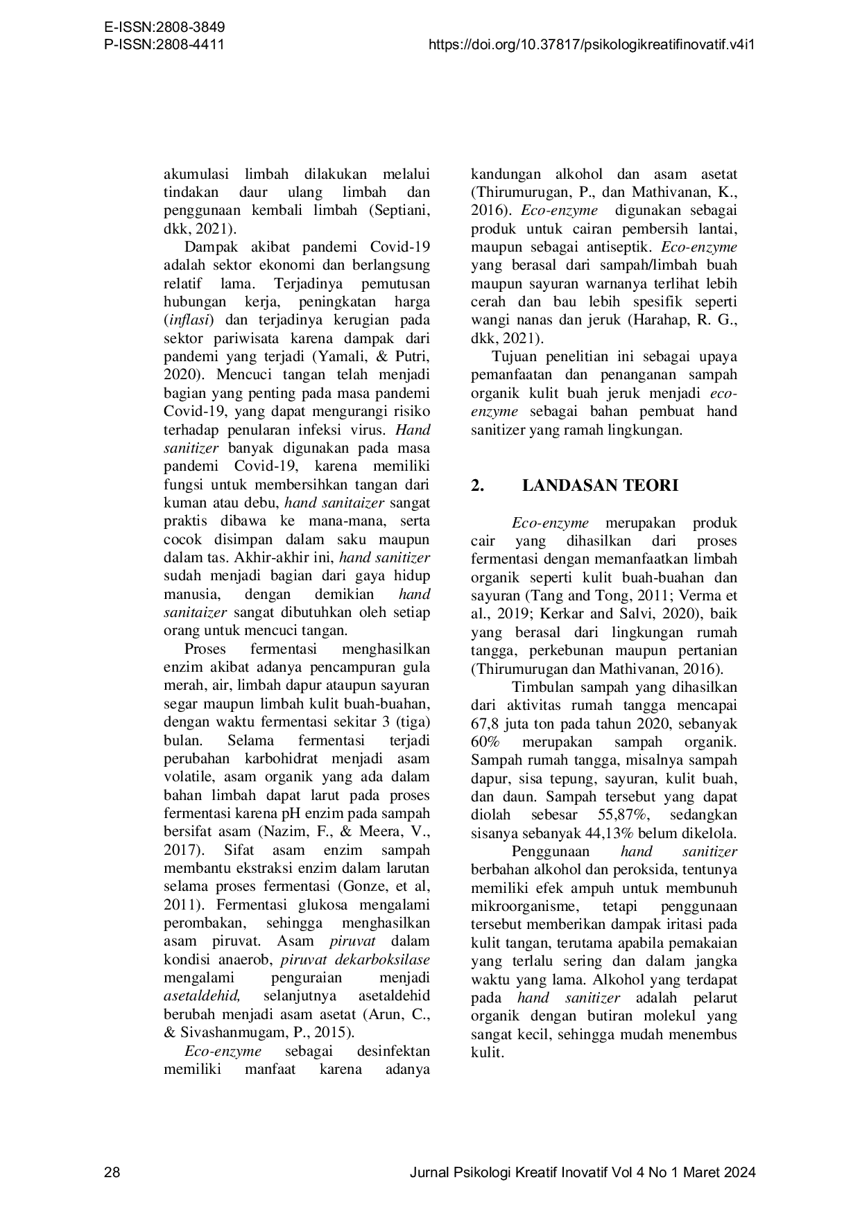 JURIS Pemanfaatan Limbah Kulit Jeruk Sebagai Eco Enzyme Untuk Bahan Pembuatan Hand Sanitizer