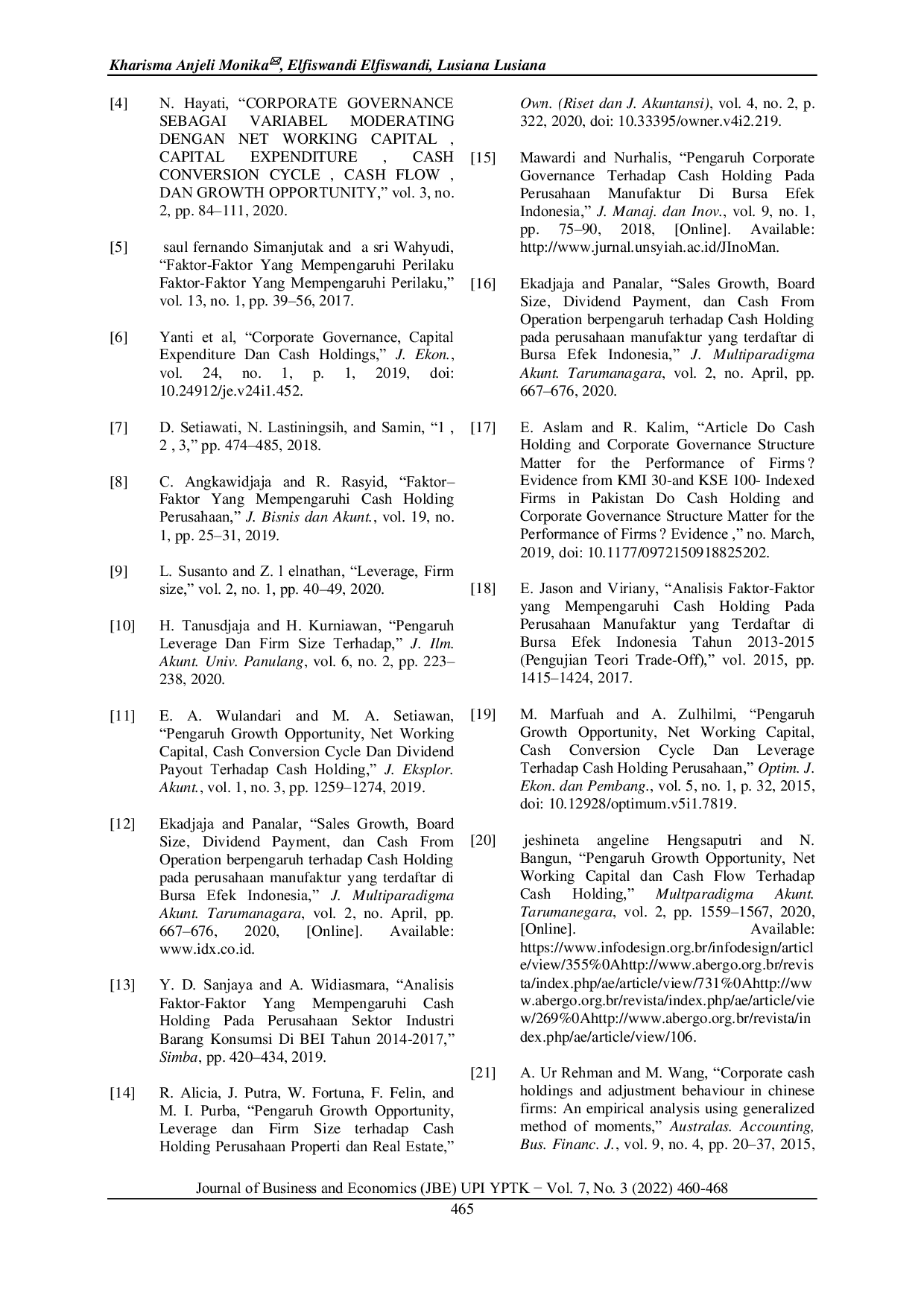 JURIS Analisis Faktor yang Mempengaruhi Cash Holding dengan Corporate Governance sebagai Pemoderasi