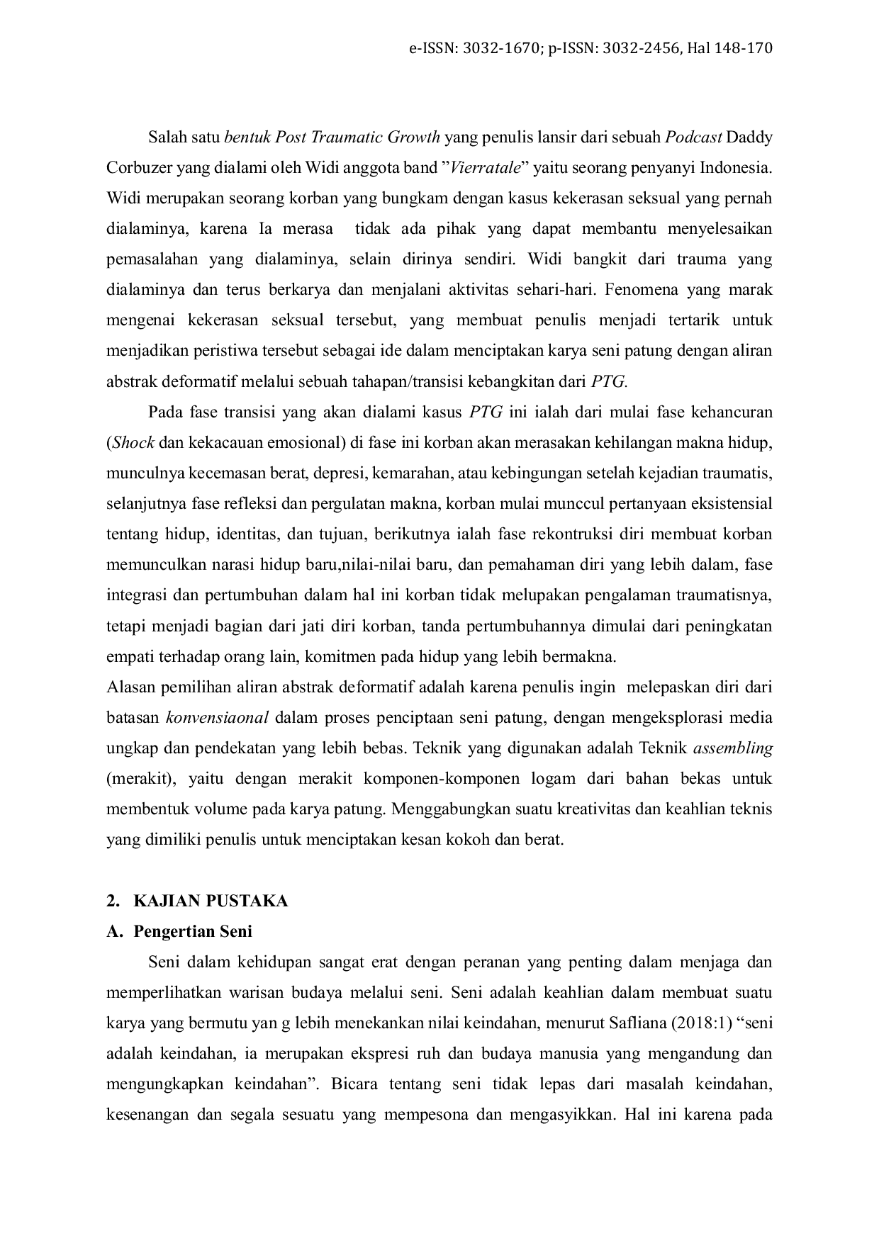 JURIS Post Traumatic Growth dalam Karya Seni Patung Abstrak