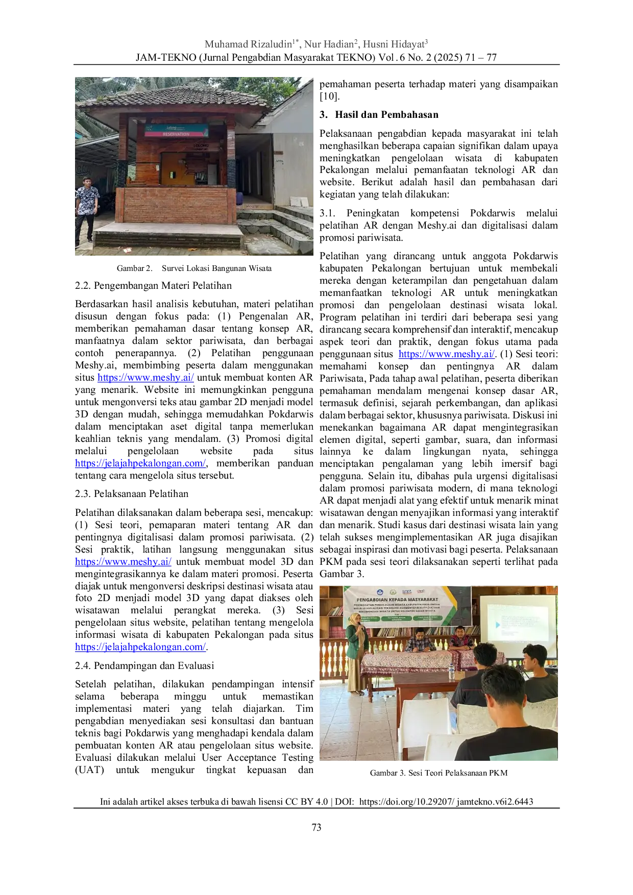 JURIS Peningkatan Pengelolaan Wisata Melalui Teknologi Augmented Reality Dan Sistem Wisata Untuk Pokdarwis