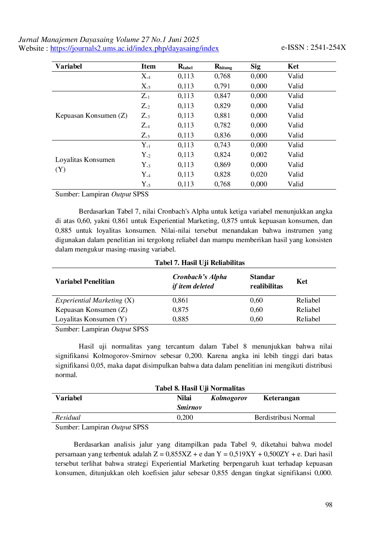 JURIS Pengaruh Experiential Marketing Terhadap Kepuasan Konsumen Dan Loyalitas Konsumen Pada Kafe Kopi Kampus Jember