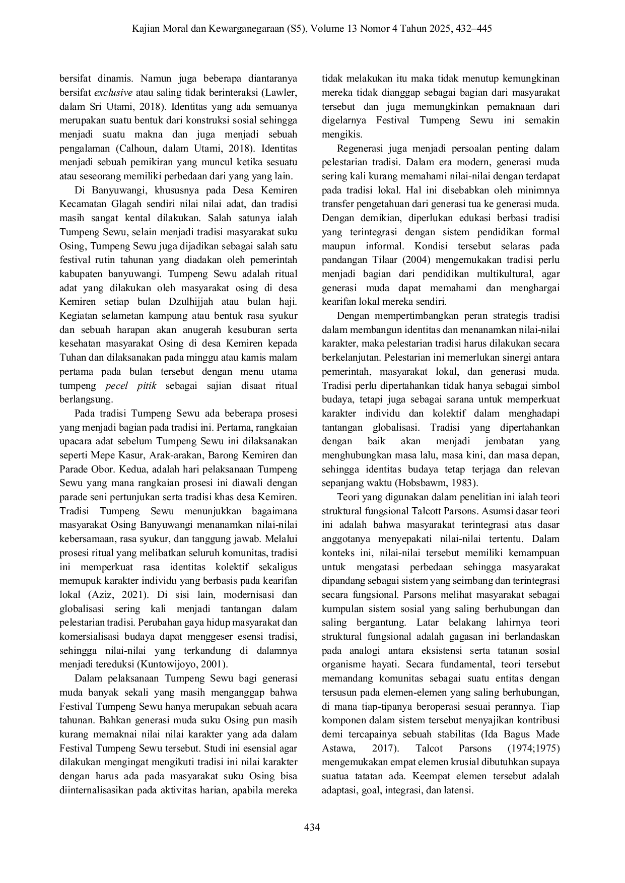 JURIS Festival Tumpeng Sewu Sebagai Pembangunan Identitas Suku Osing Bagi Generasi Muda