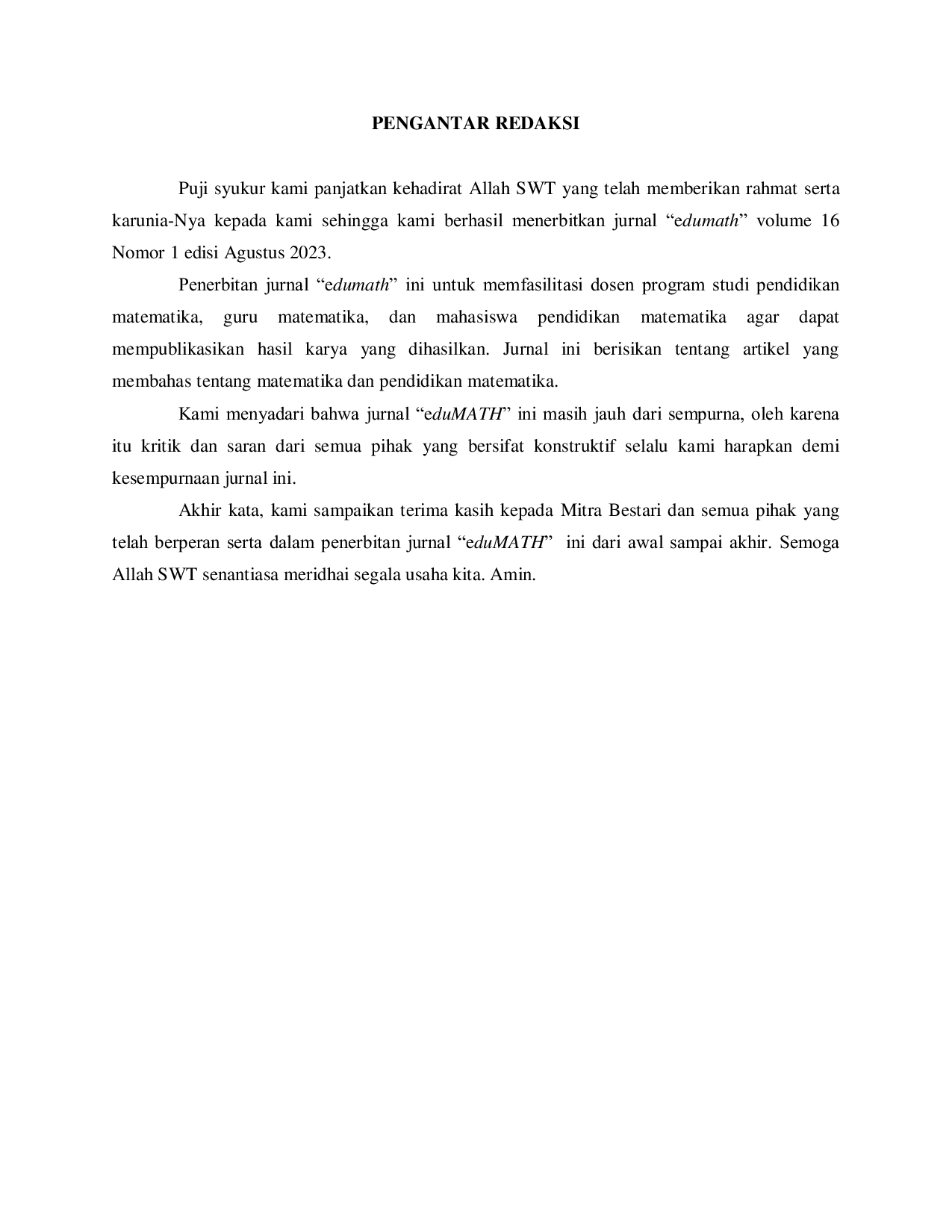 JURIS Pengaruh Motivasi Belajar Matematika Siswa terhadap Prestasi Belajar Matematika