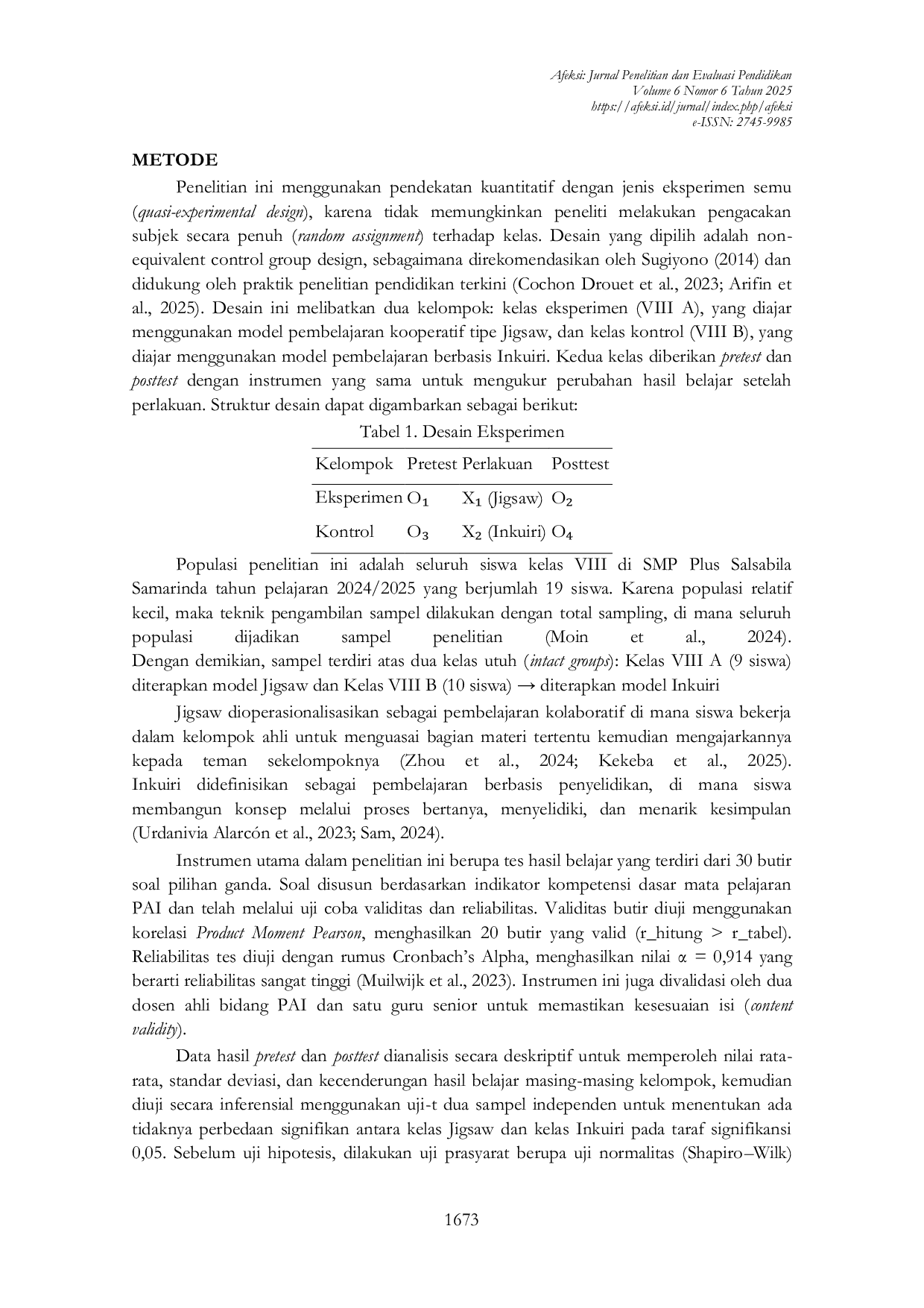 JURIS Perbedaan Hasil Belajar Antara Model Pembelajaran Jigsaw dan Inkuiri Pada Mata Pelajaran PAI SMP Plus Salsabila