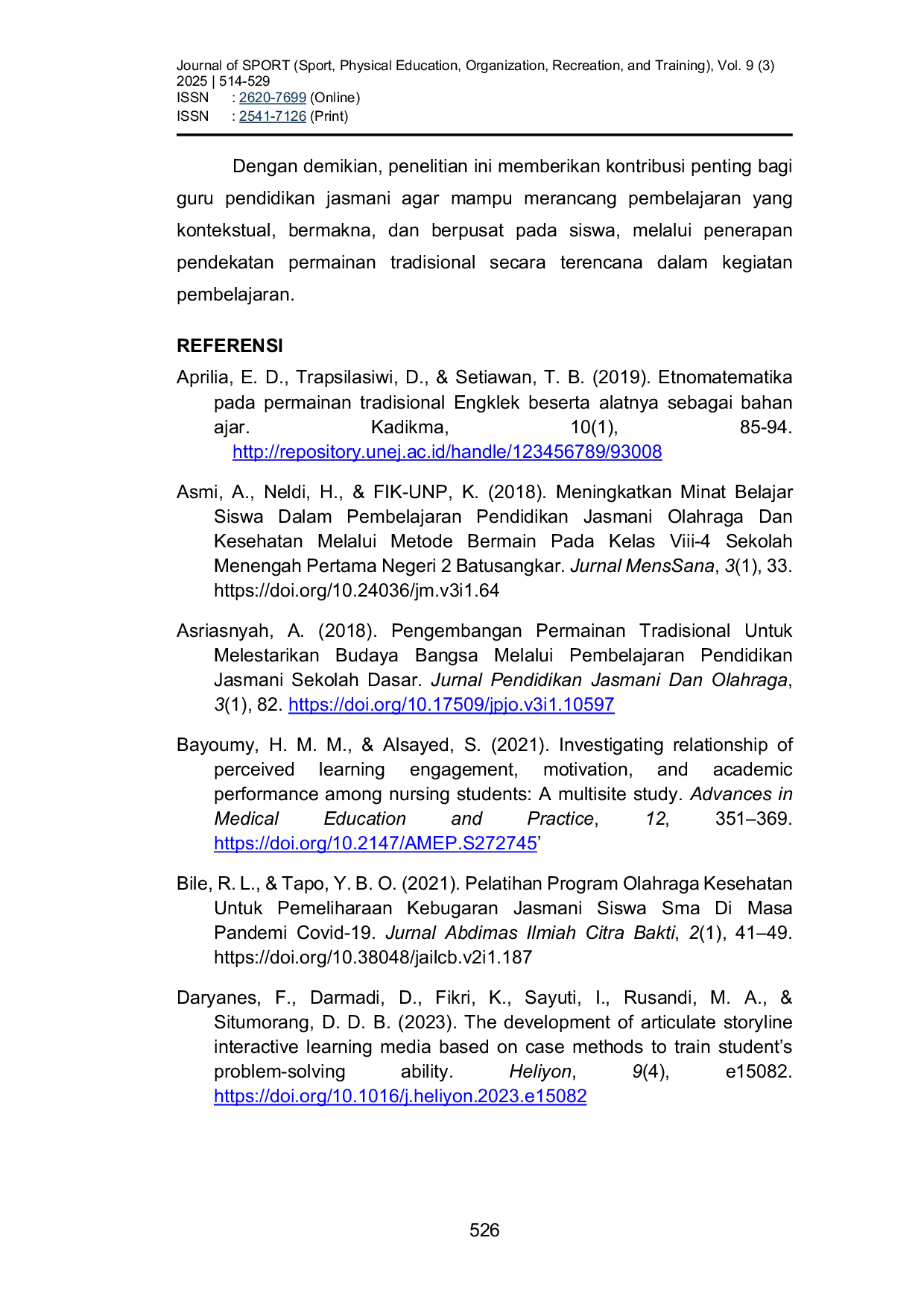 JURIS Upaya Meningkatkan Minat Belajar Olahraga Pada Siswa Sekolah dasar Melalui Pendekatan Permainan Tradisional