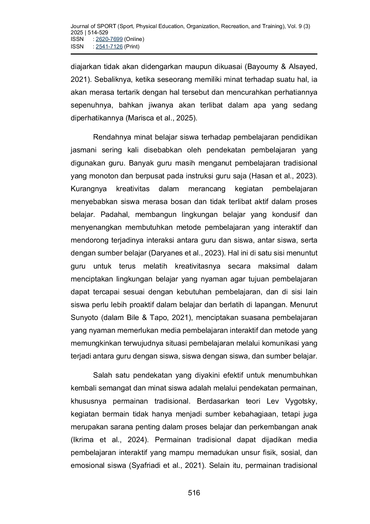 JURIS Upaya Meningkatkan Minat Belajar Olahraga Pada Siswa Sekolah dasar Melalui Pendekatan Permainan Tradisional