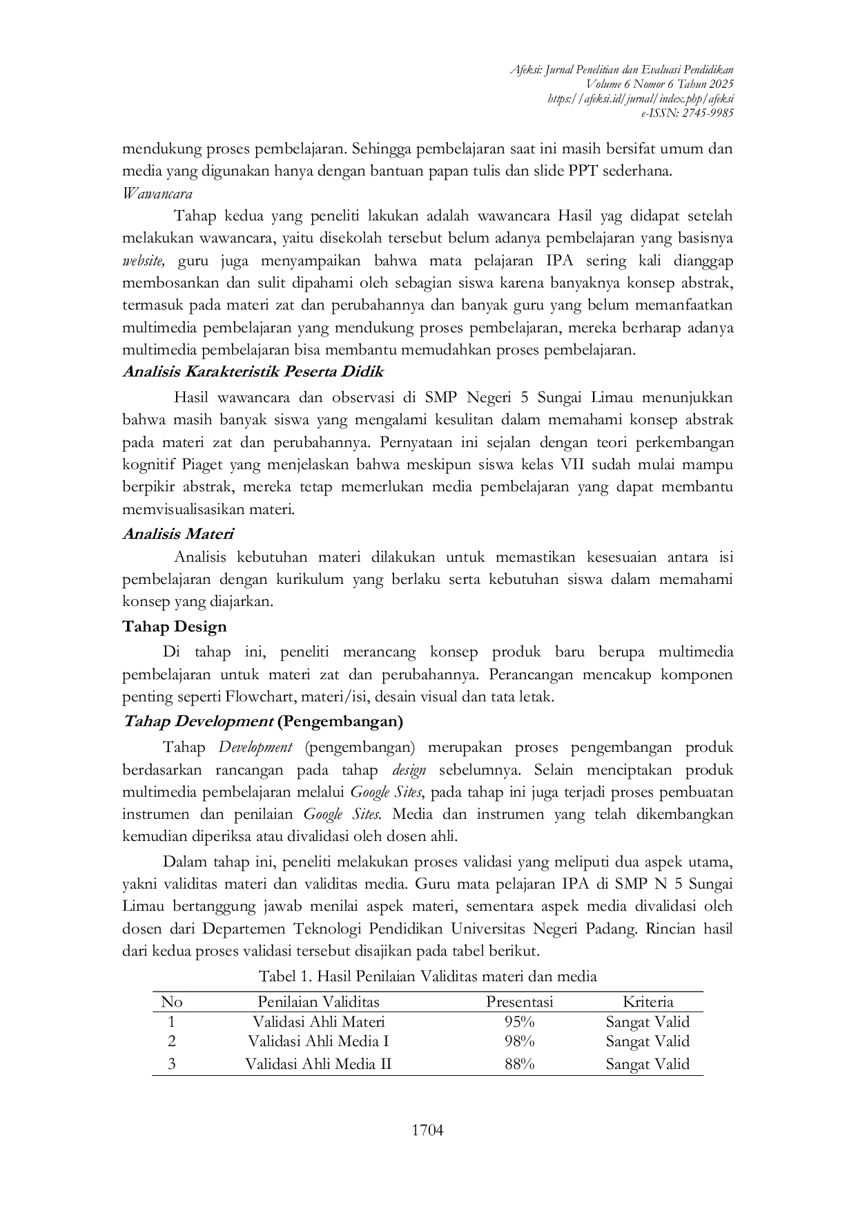 JURIS Pengembangan Multimedia Pembelajaran Menggunakan Google Sites pada Materi Zat dan Perubahannya