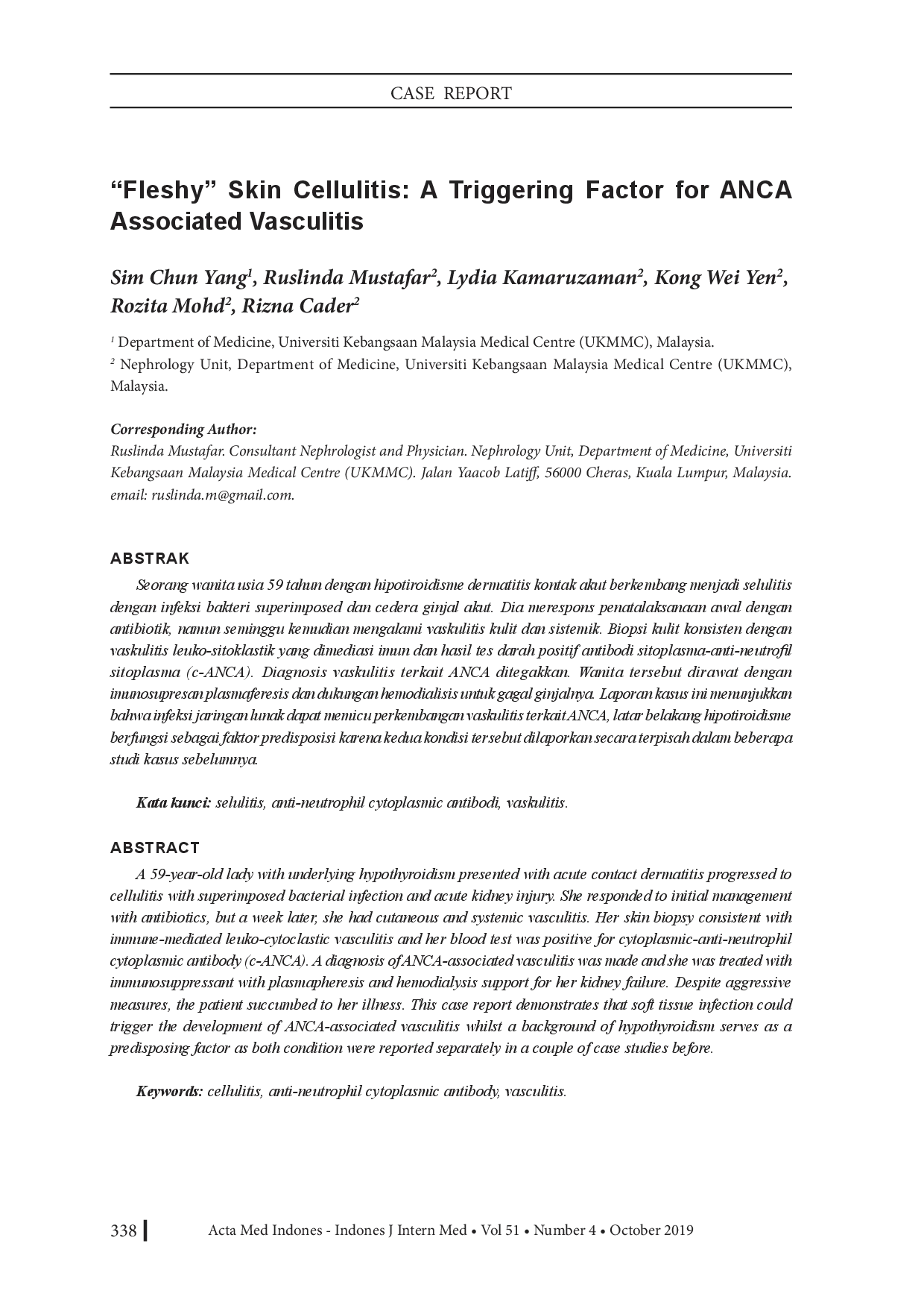 juris Fleshy Skin Cellulitis A Triggering Factor for ANCA Associated Vasculitis
