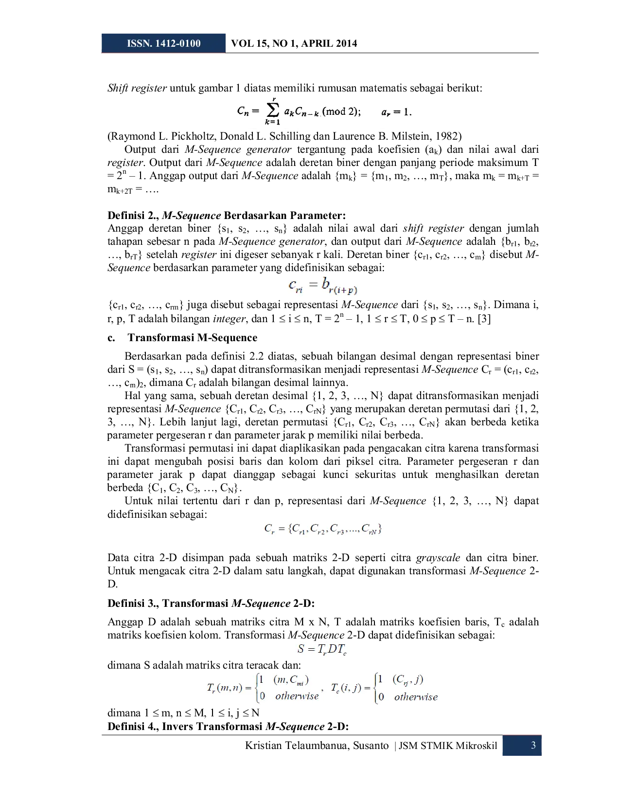 JURIS Perancangan Aplikasi Pengacakan Citra Menggunakan M Sequence Berdasarkan Parameter