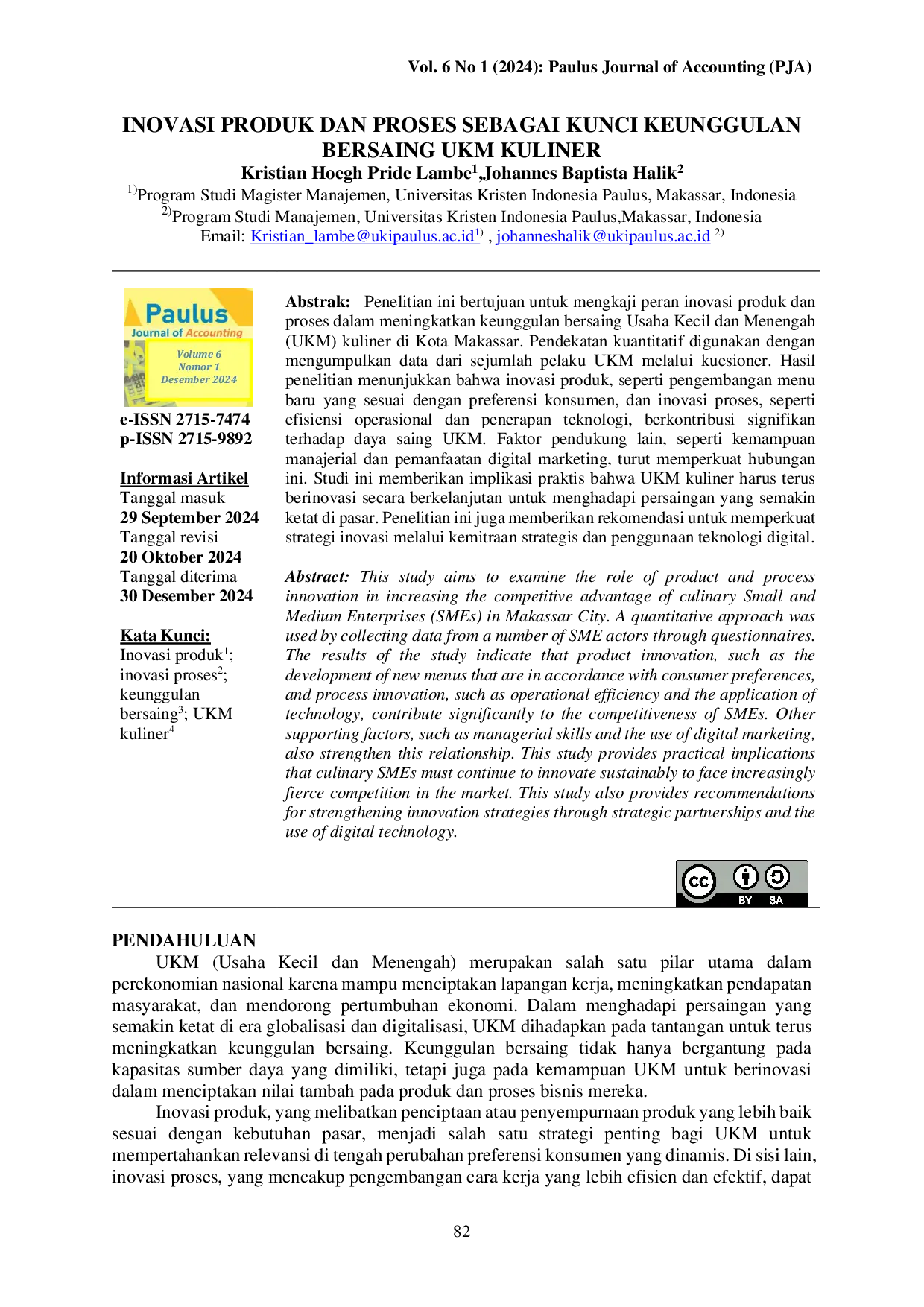 JURIS Inovasi Produk dan Proses sebagai Kunci Keunggulan Bersaing UKM Kuliner