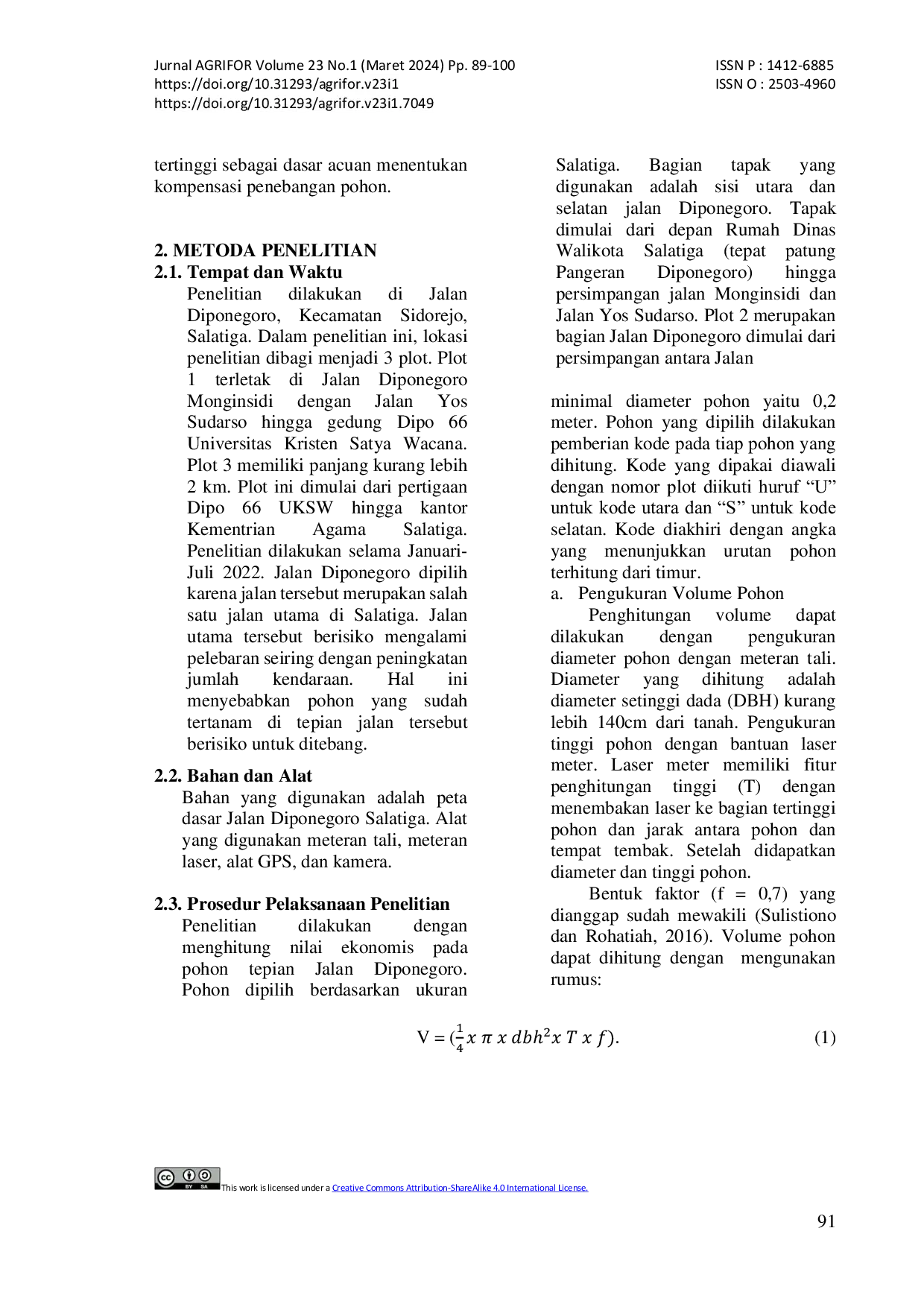 JURIS Perhitungan Nilai Ekonomi Pohon pada Lanskap Jalan Diponegoro Kota Salatiga Menggunakan Metode Burnley