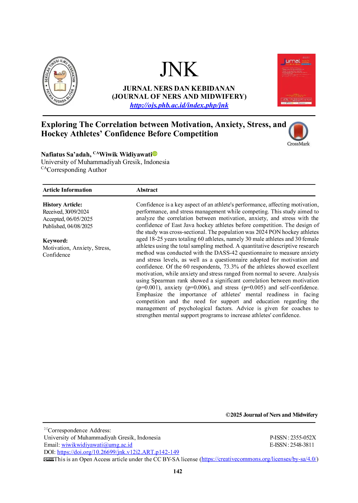 JURIS Exploring The Correlation between Motivation Anxiety Stress and Hockey Athletes Confidence Before Competition