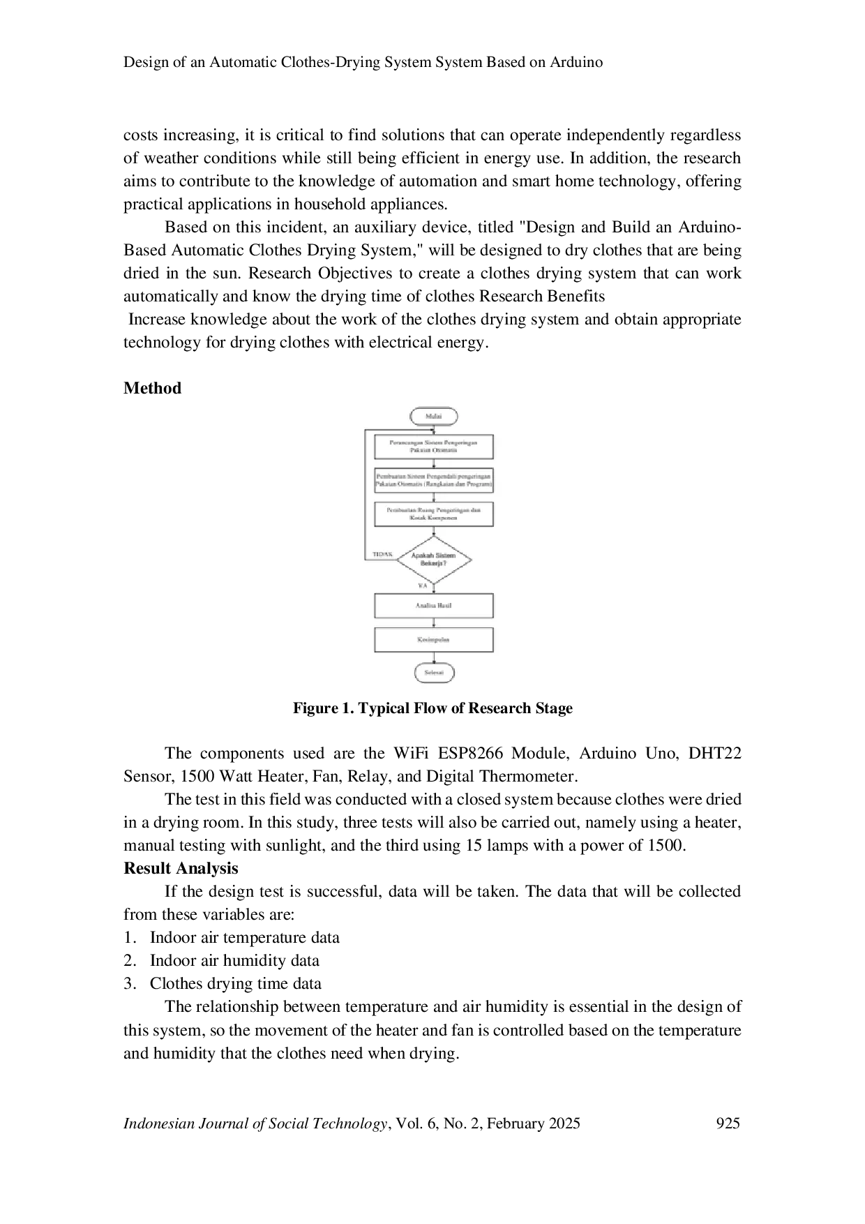 JURIS Design of an Automatic Clothes Drying System System Based on Arduino