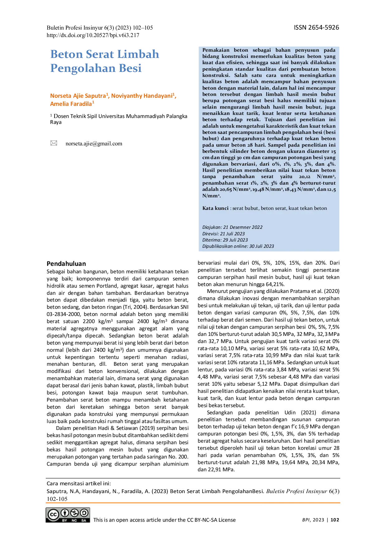 JURIS Beton Serat Limbah Pengolahan Besi