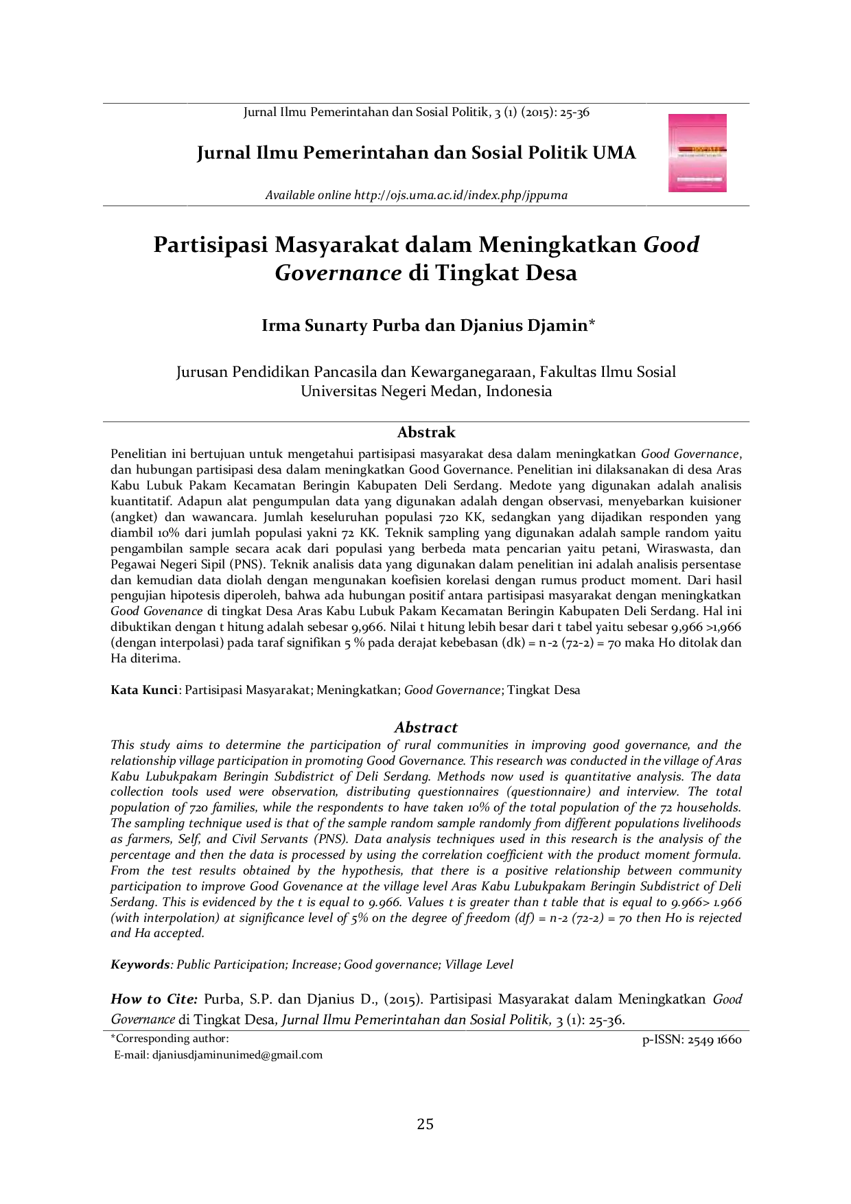 JURIS Partisipasi Masyarakat dalam Meningkatkan Good Governance di Tingkat Desa