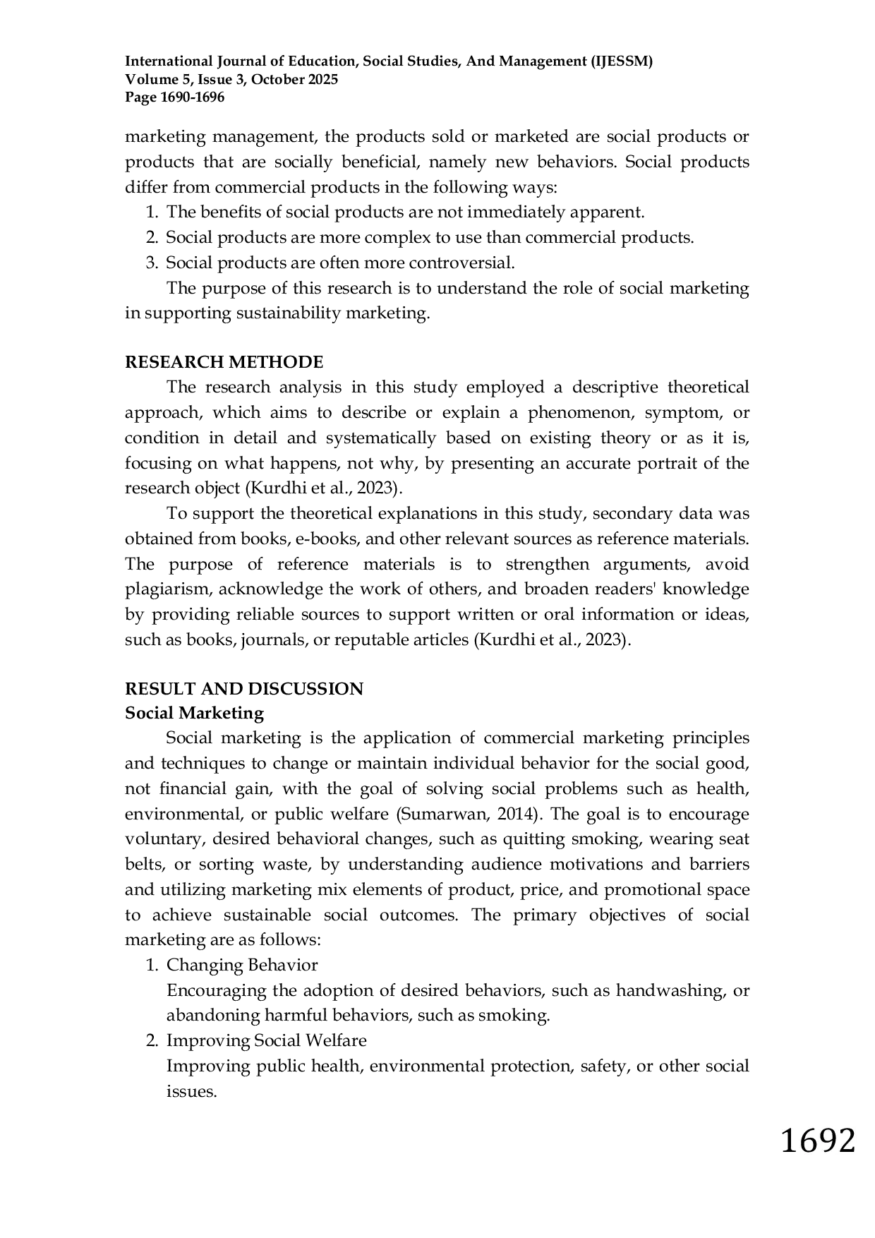 JURIS The Role of Social Marketing in Supporting Sustainability Marketing