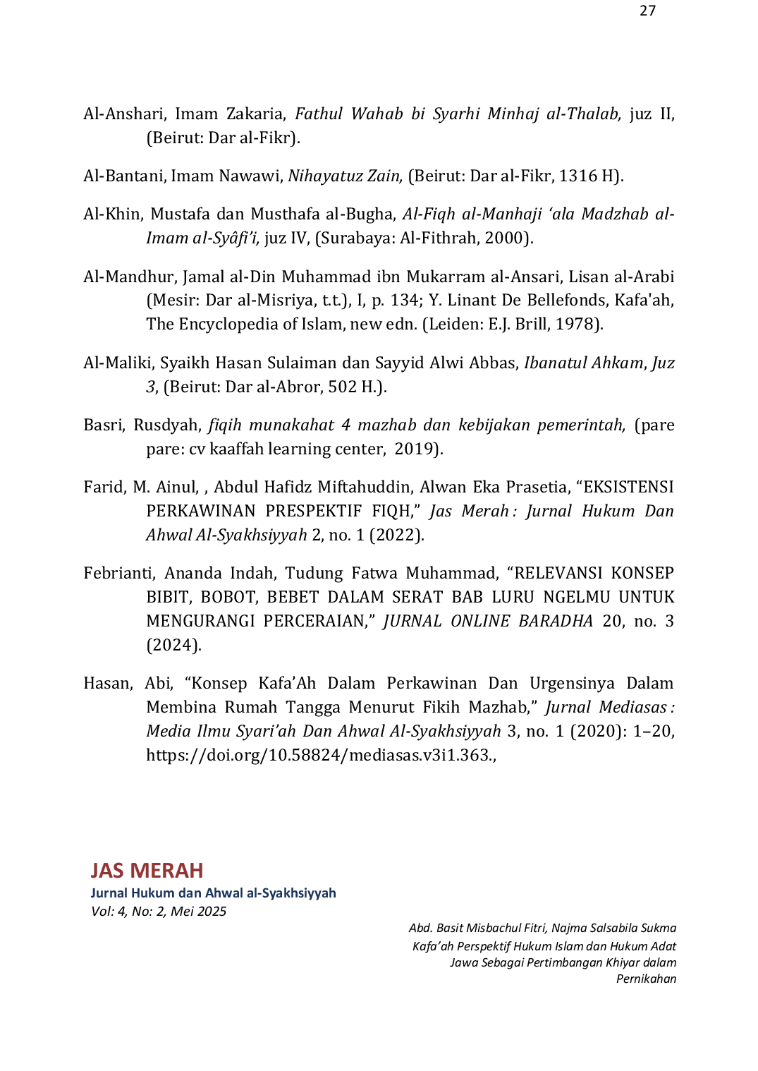 JURIS Kafa ah Perspektif Hukum Islam Dan Hukum Adat Jawa Sebagai Pertimbangan Khiyar Dalam Pernikahan