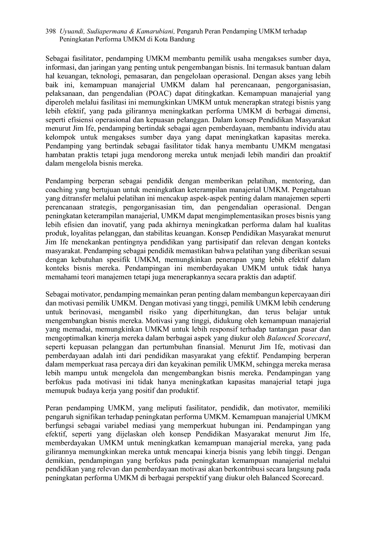 JURIS Pengaruh Peran Pendamping Umkm Terhadap Peningkatan Performa Umkm Di Kota Bandung