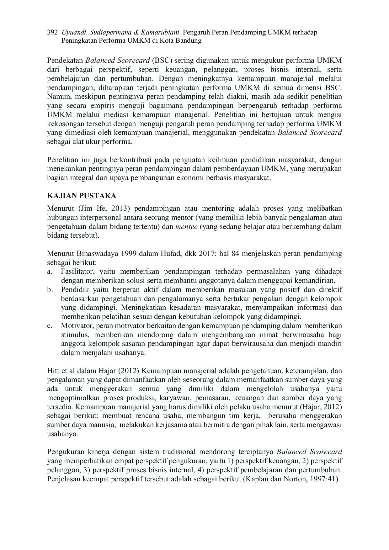 JURIS Pengaruh Peran Pendamping Umkm Terhadap Peningkatan Performa Umkm Di Kota Bandung