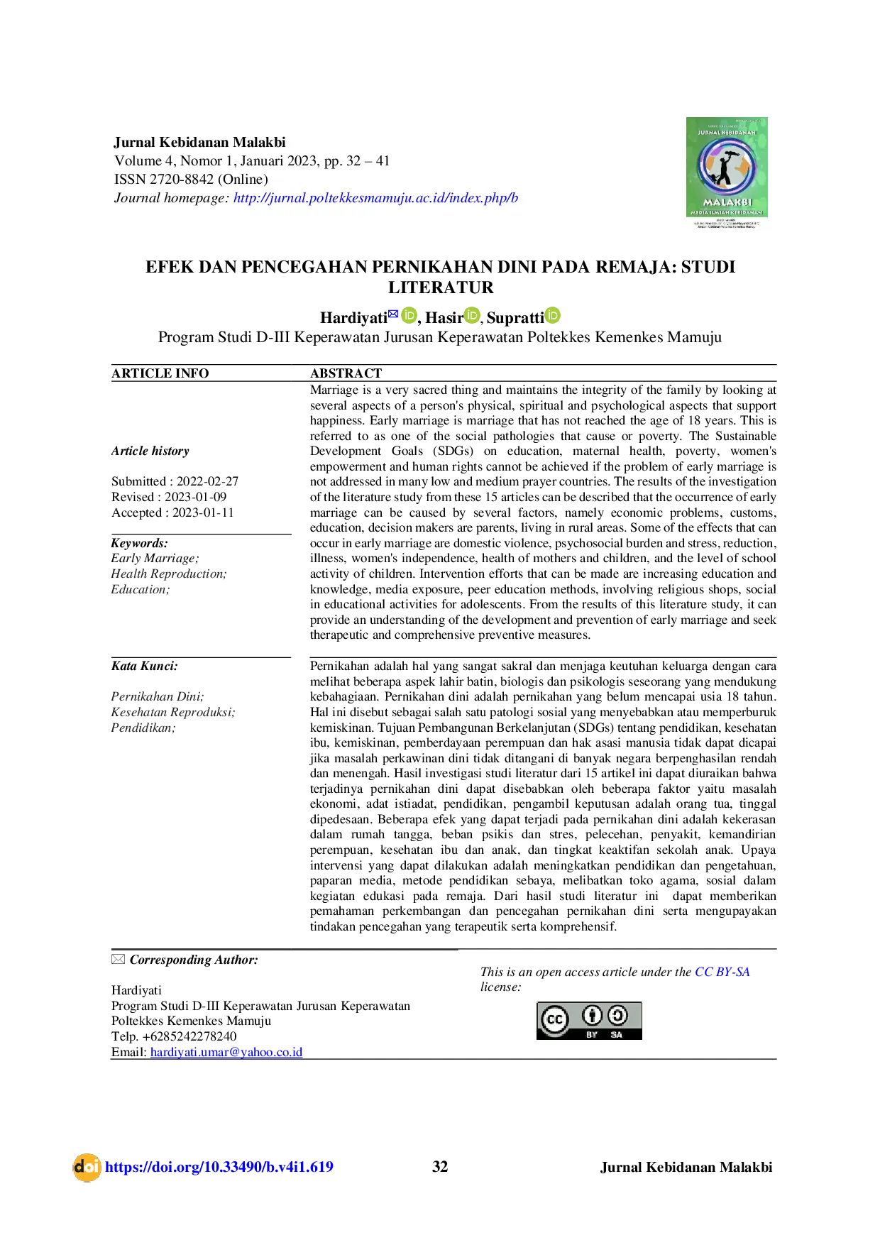 JURIS Efek dan Pencegahan Pernikahan Dini Pada Remaja Studi Literatur