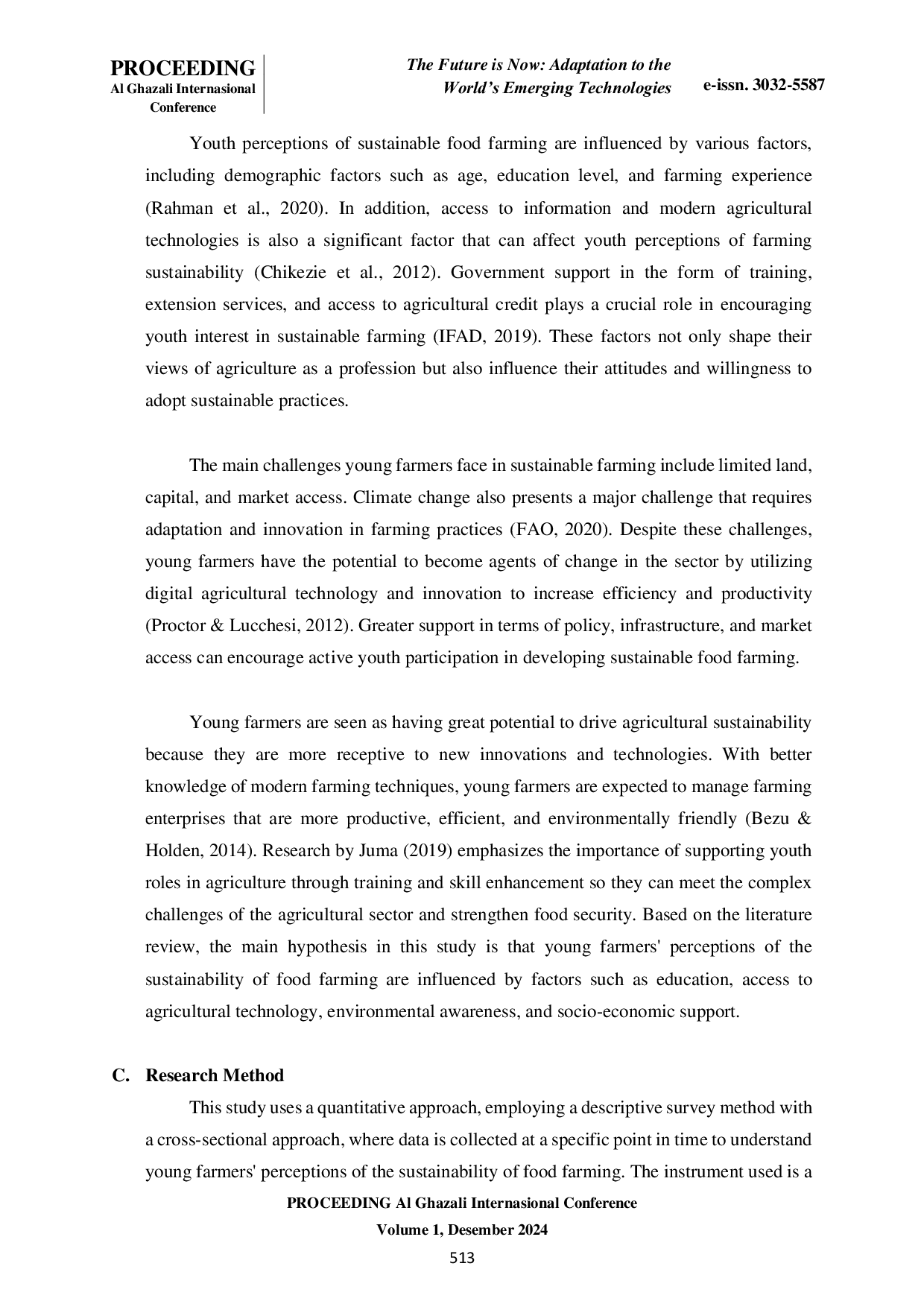 JURIS The Perception of Young Farmers Regarding the Sustainability of Food Farming in South Lampung Regency