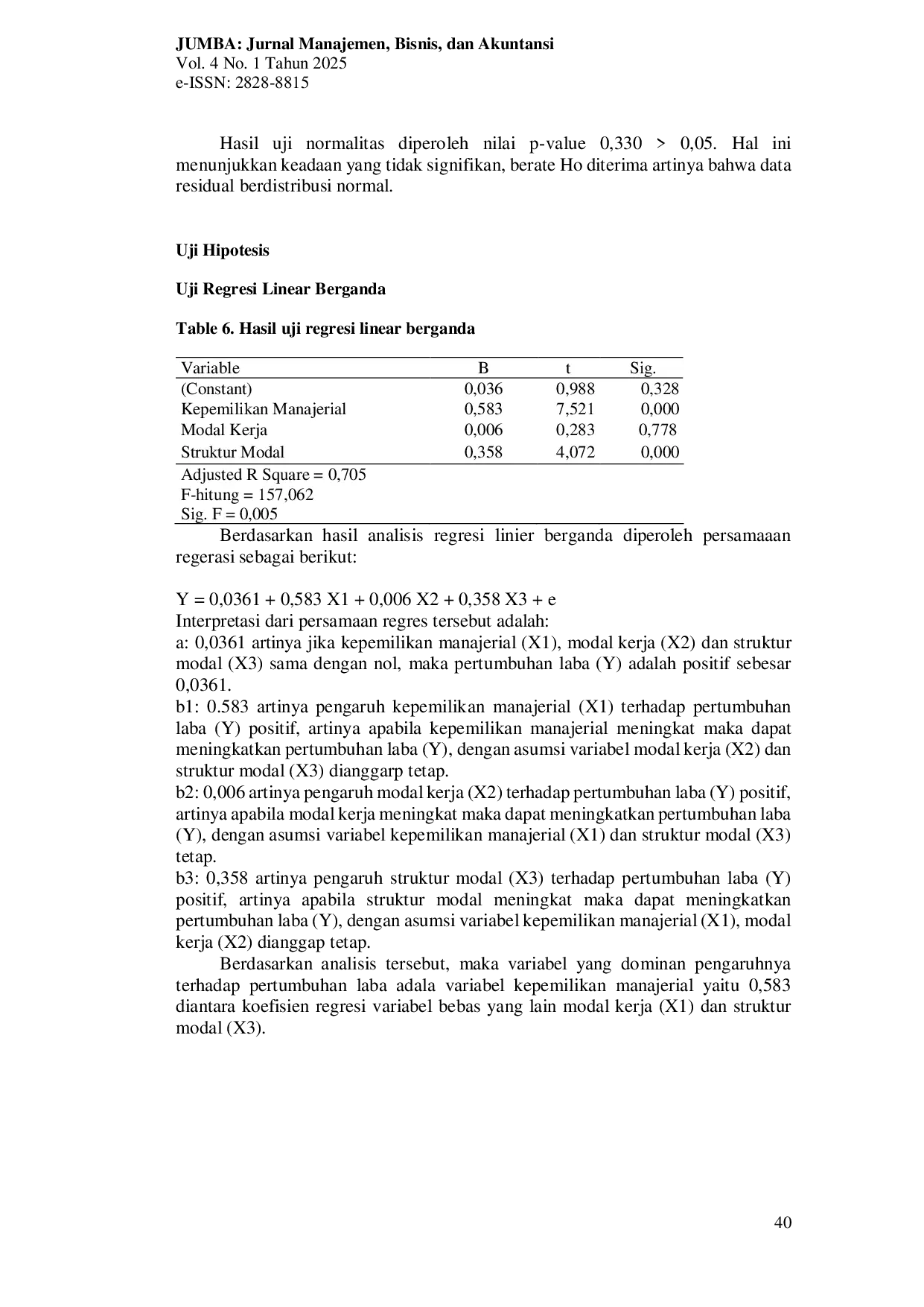 JURIS PENGARUH KEPEMILIKAN MANAJERIAL PERPUTARAN MODAL KERJA DAN STRUKTUR MODAL TERHADAP PERTUMBUHAN LABA Studi Kasus Pada Perusahan Manufaktur Sektor Aneka Industri periode 2019 2023