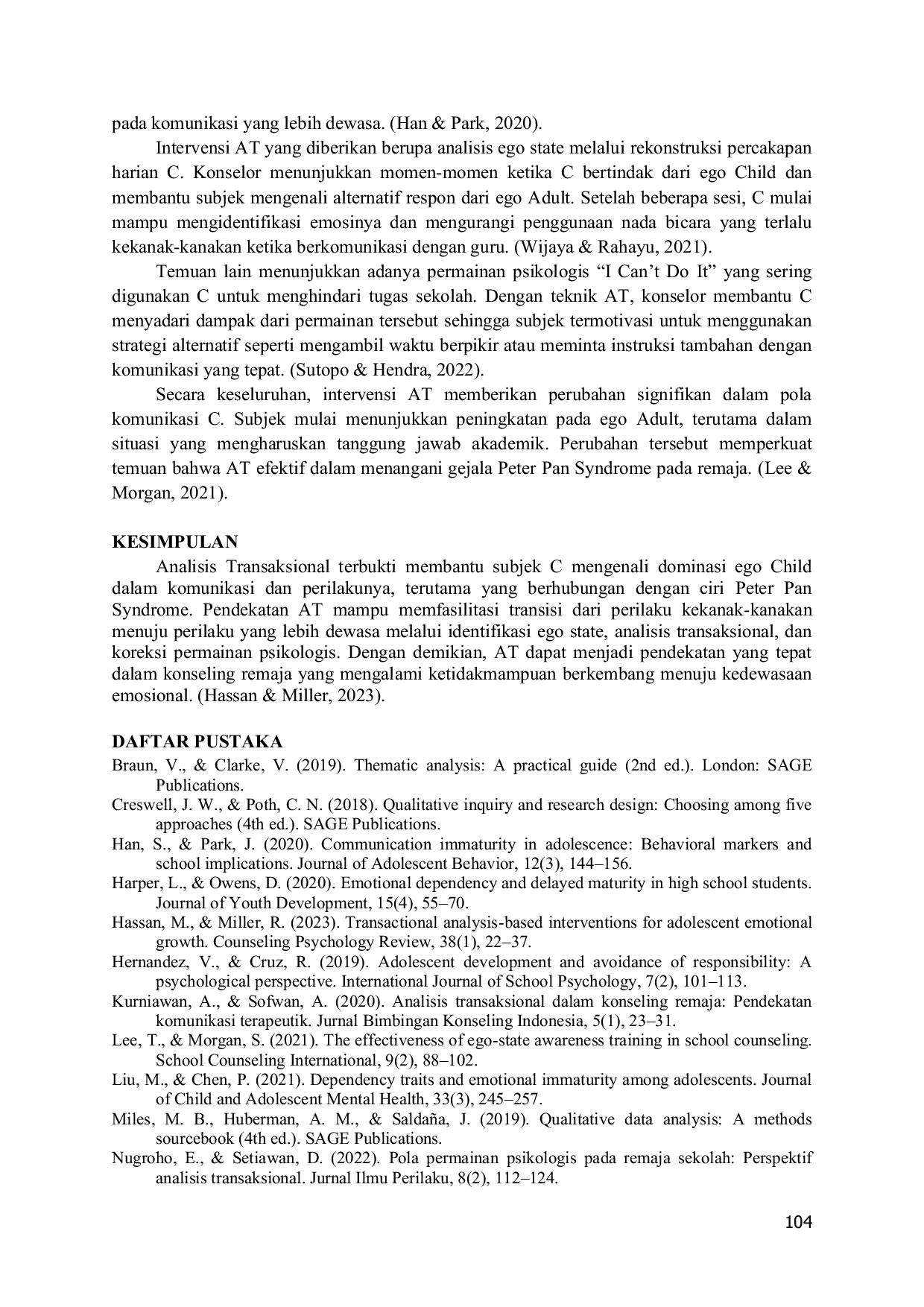 JURIS Pengaruh Analisis Transaksional Terhadap Sindrom Peter Pan Pada Siswa Sma Berinisial C