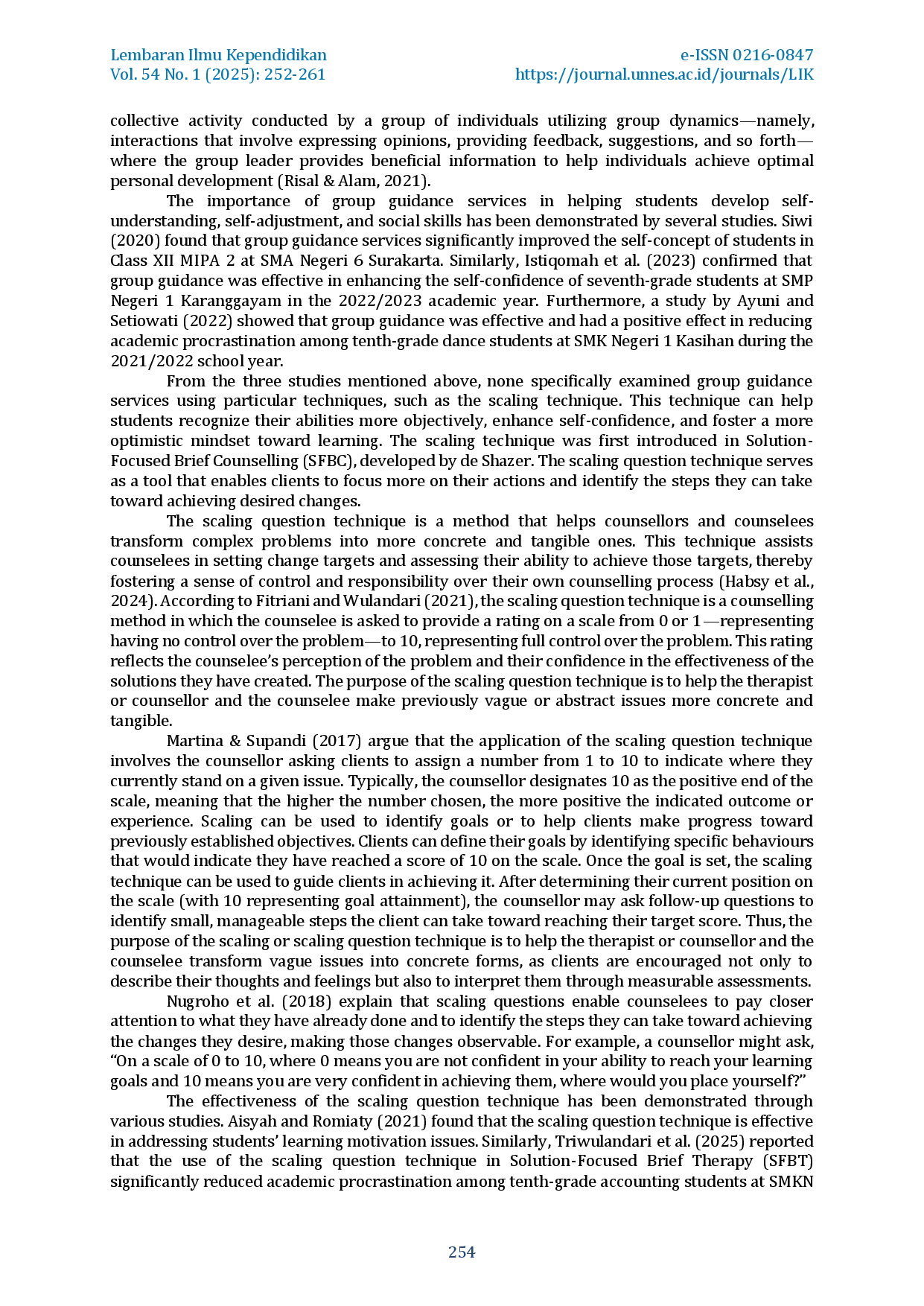 juris The Effectiveness of Group Guidance Using the Scaling Technique in Improving Students Academic Self Concept