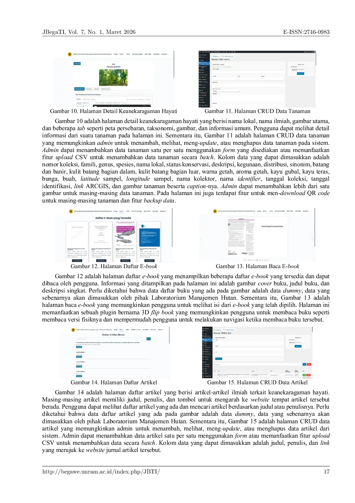 JURIS Development of a Web Based Biodiversity Information System of the University of Mataram Using WordPress and Custom Plugins