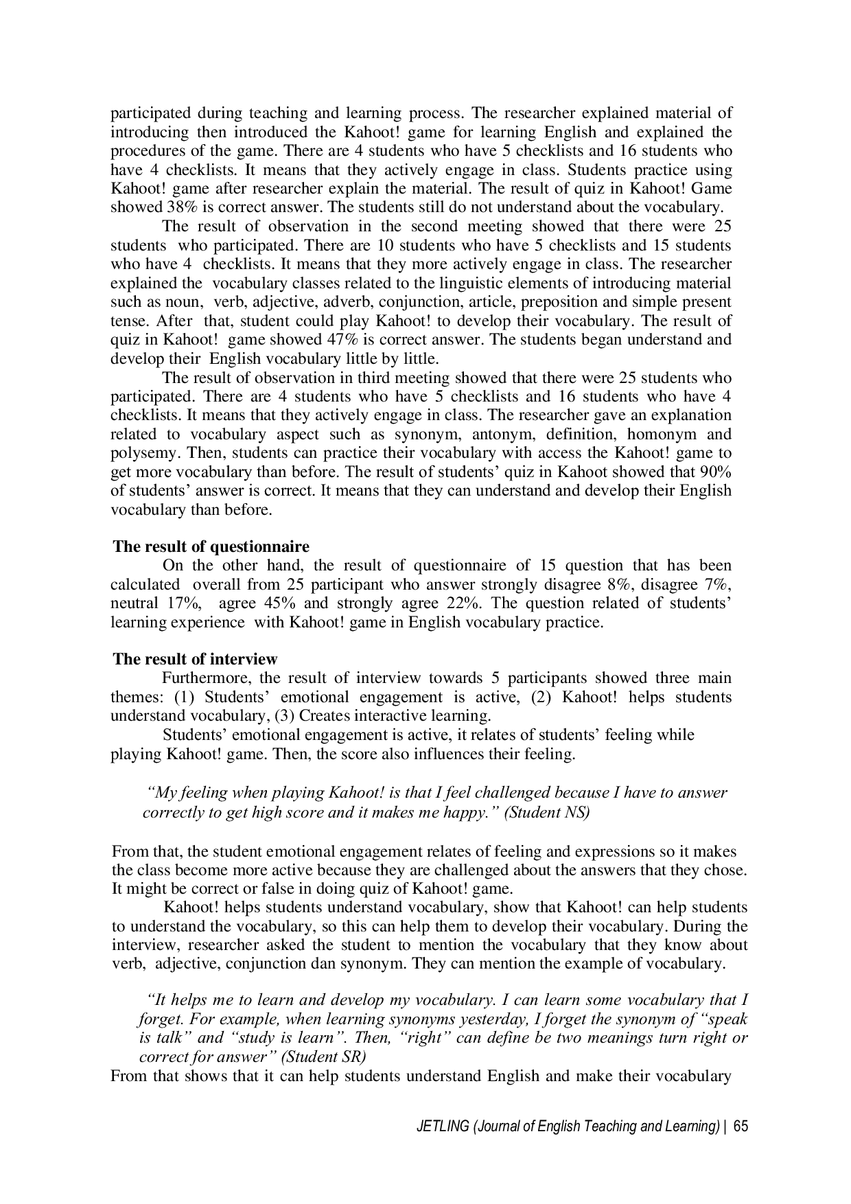 JURIS Students Engagement On Kahoot Game To Practice English Vocabulary For Vocational High School Students