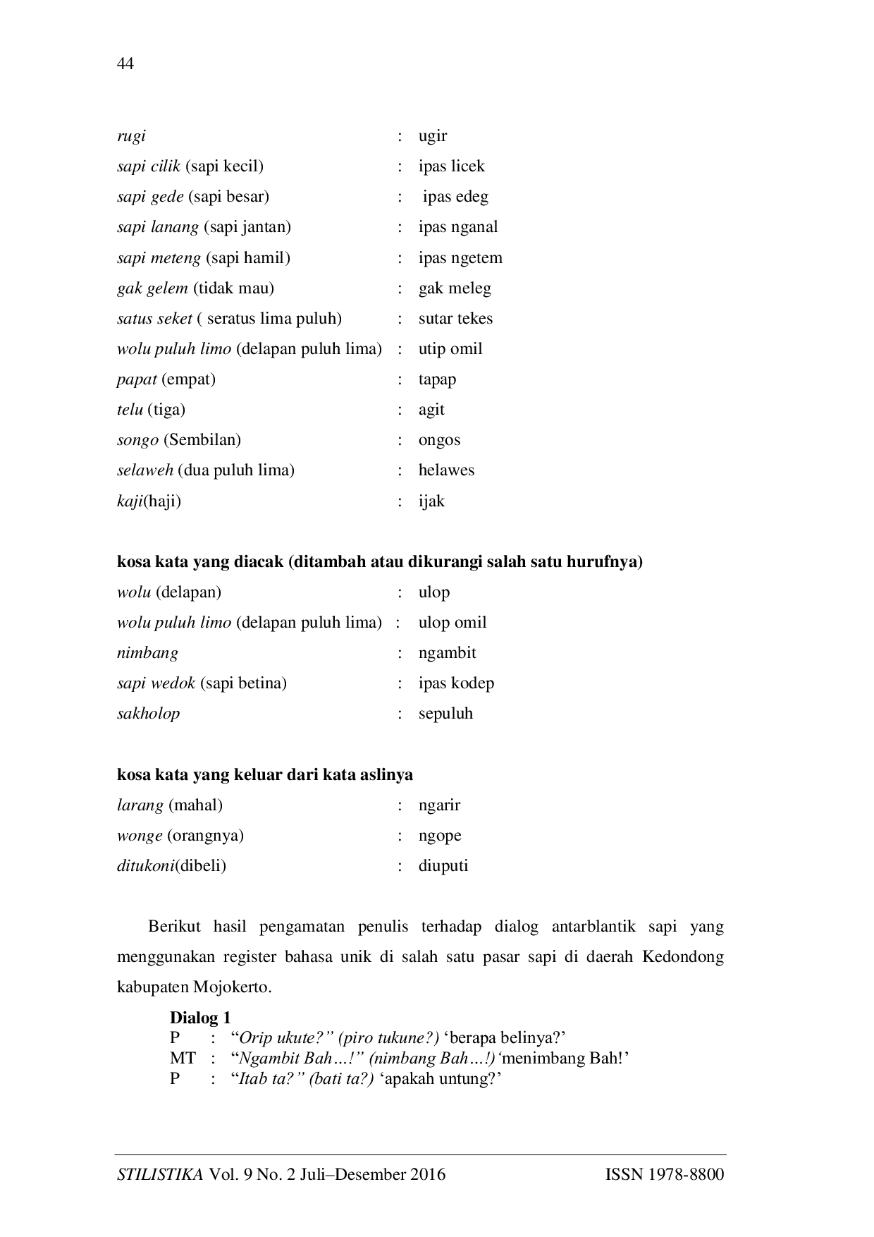 JURIS Register Bahasa Mana Suka Blantik Sapi di Mojokerto