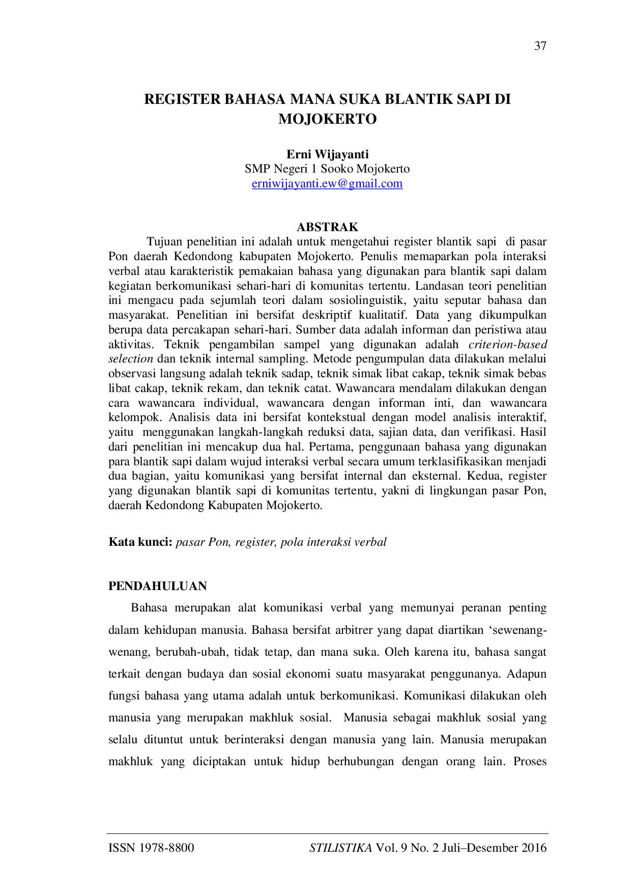 JURIS Register Bahasa Mana Suka Blantik Sapi di Mojokerto