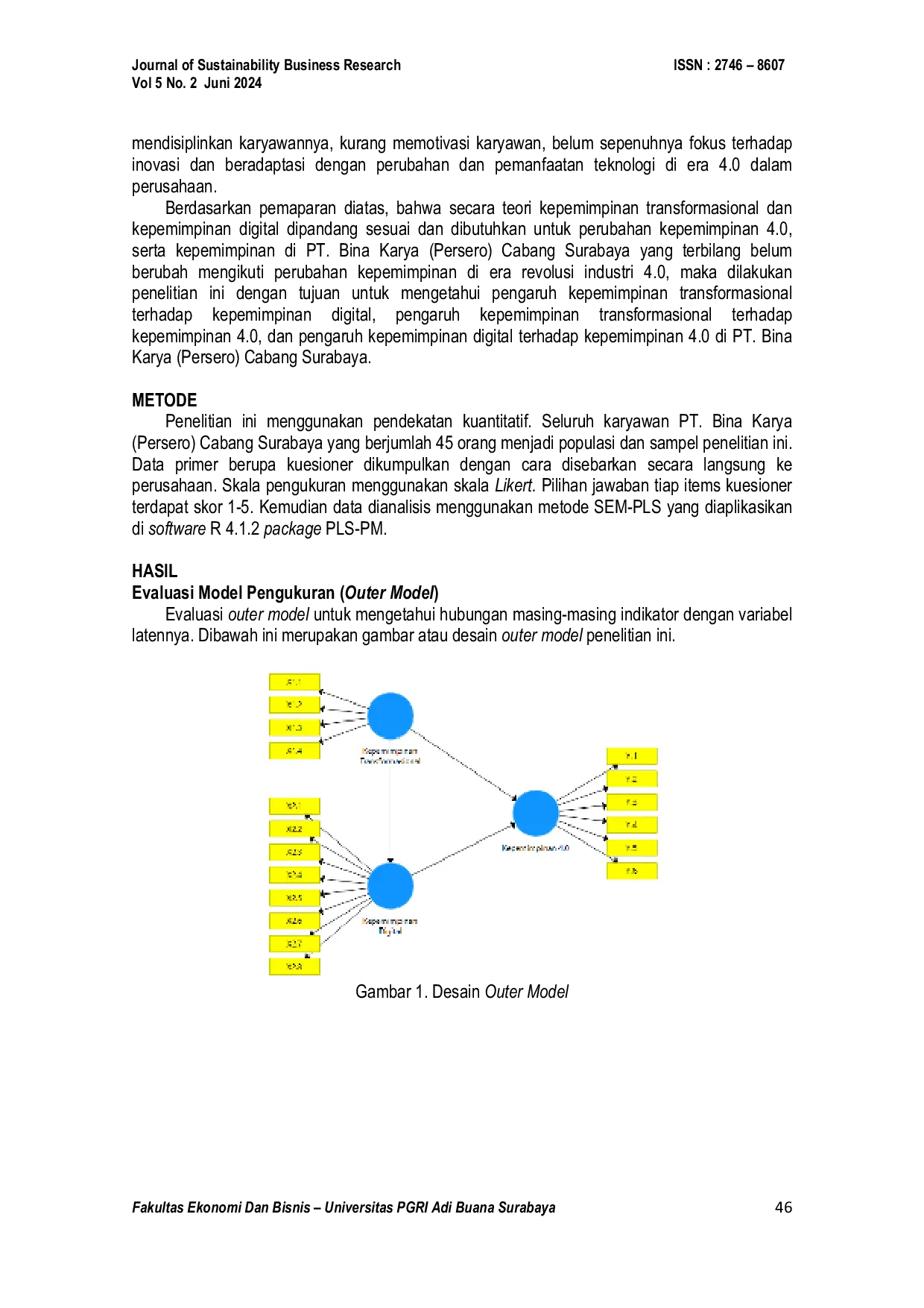 JURIS Analisis Perubahan Kepemimpinan Perusahaan Jasa Konsultan Teknik Konstruksi di Era Revolusi Industri 4 0 Studi Kasus di PT Bina Karya Persero Cabang Surabaya