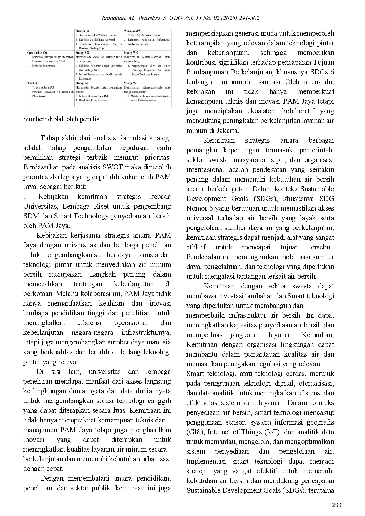 juris Strategi Penyediaan Air Bersih Oleh PAM Jaya Di Rusunawa Sindang Kecamatan Koja Jakarta Utara Menuju Sustainable Development Goals SDGS 2030