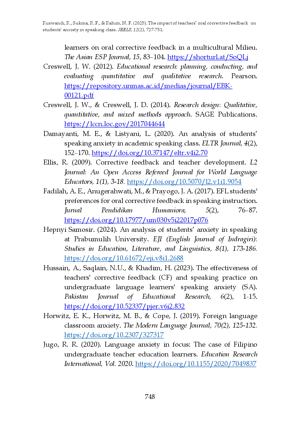 juris The Impact of Teachers Oral Corrective Feedback OCF to Students Anxiety in Speaking Class