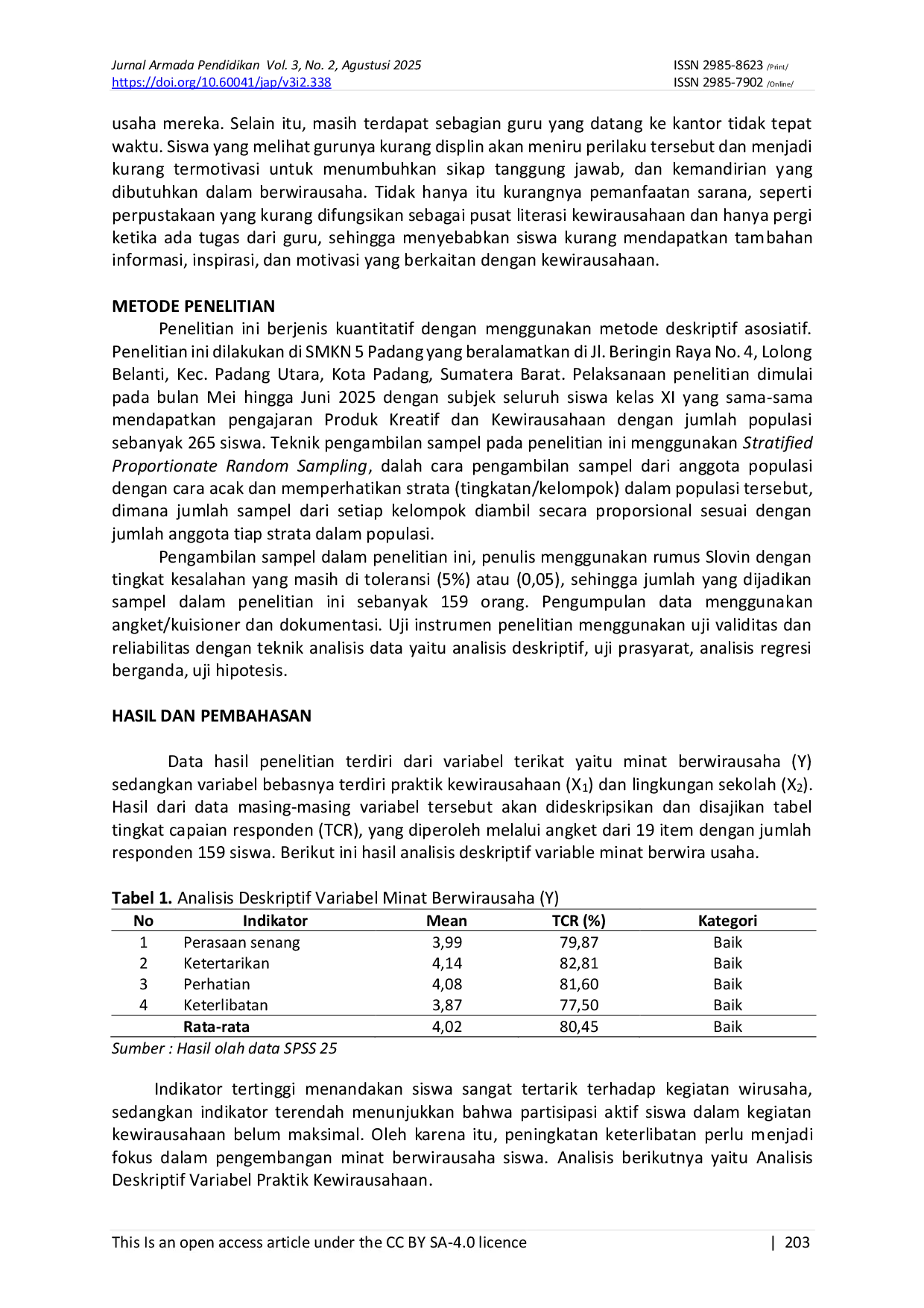 JURIS Pengaruh Praktik Kewirausahaan Dan Lingkungan Sekolah Terhadap Minat Menjadi Wirausaha Siswa Fase F Di SMK Negeri 5 Padang