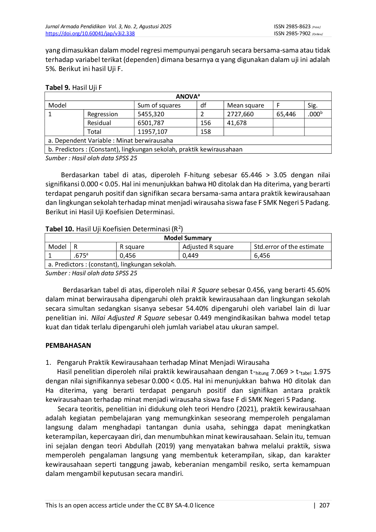 JURIS Pengaruh Praktik Kewirausahaan Dan Lingkungan Sekolah Terhadap Minat Menjadi Wirausaha Siswa Fase F Di SMK Negeri 5 Padang