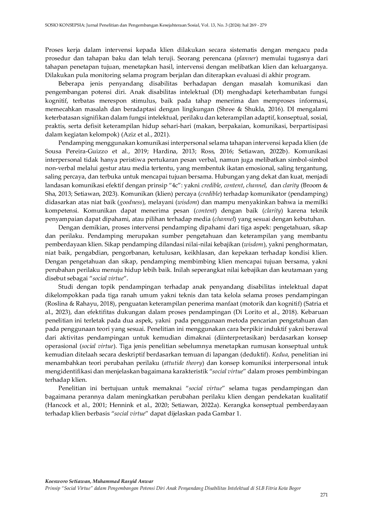 JURIS Prinsip Social Virtue dalam Pengembangan Potensi Diri Anak Penyandang Disabilitas Intelektual di SLB Fitria Kota Bogor