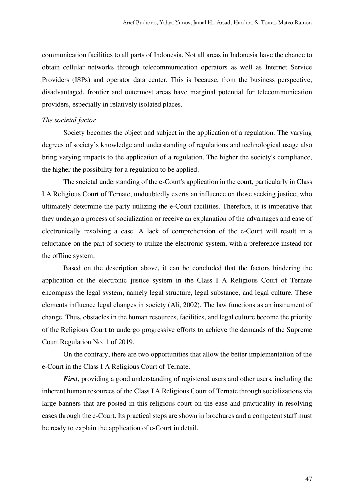 JURIS Effectiveness of E Court in Handling Civil Cases in Class IA Religious Court of Ternate