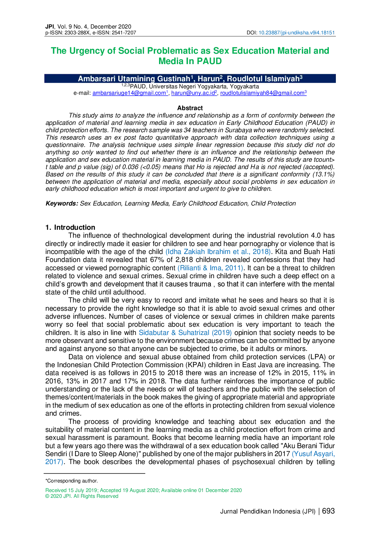 juris The Urgency of Social Problematic as Sex Education Material and Media In PAUD