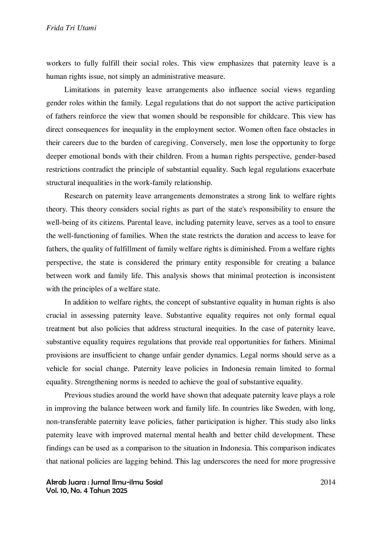 JURIS Reconstructing Paternity Leave Rights From A Human Rights Perspective