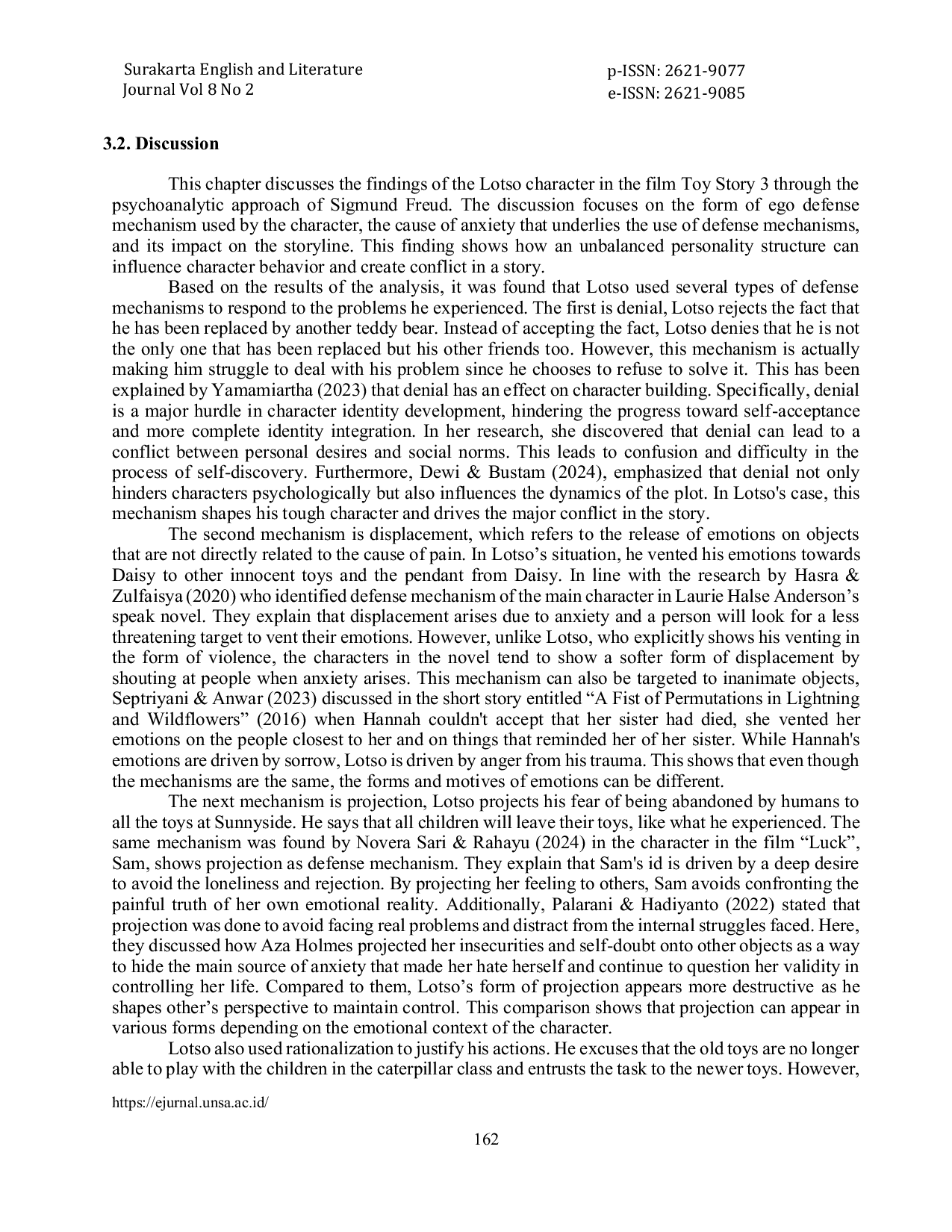 JURIS Defense Mechanism of Lots O Huggin Bear in Toy Story 3 2010 Sigmund Freud Psychoanalytic Approach Mekanisme Pertahanan Diri pada Lots O Huggin Bear dalam Toy Story 3 2010 Pendekatan Psikoa