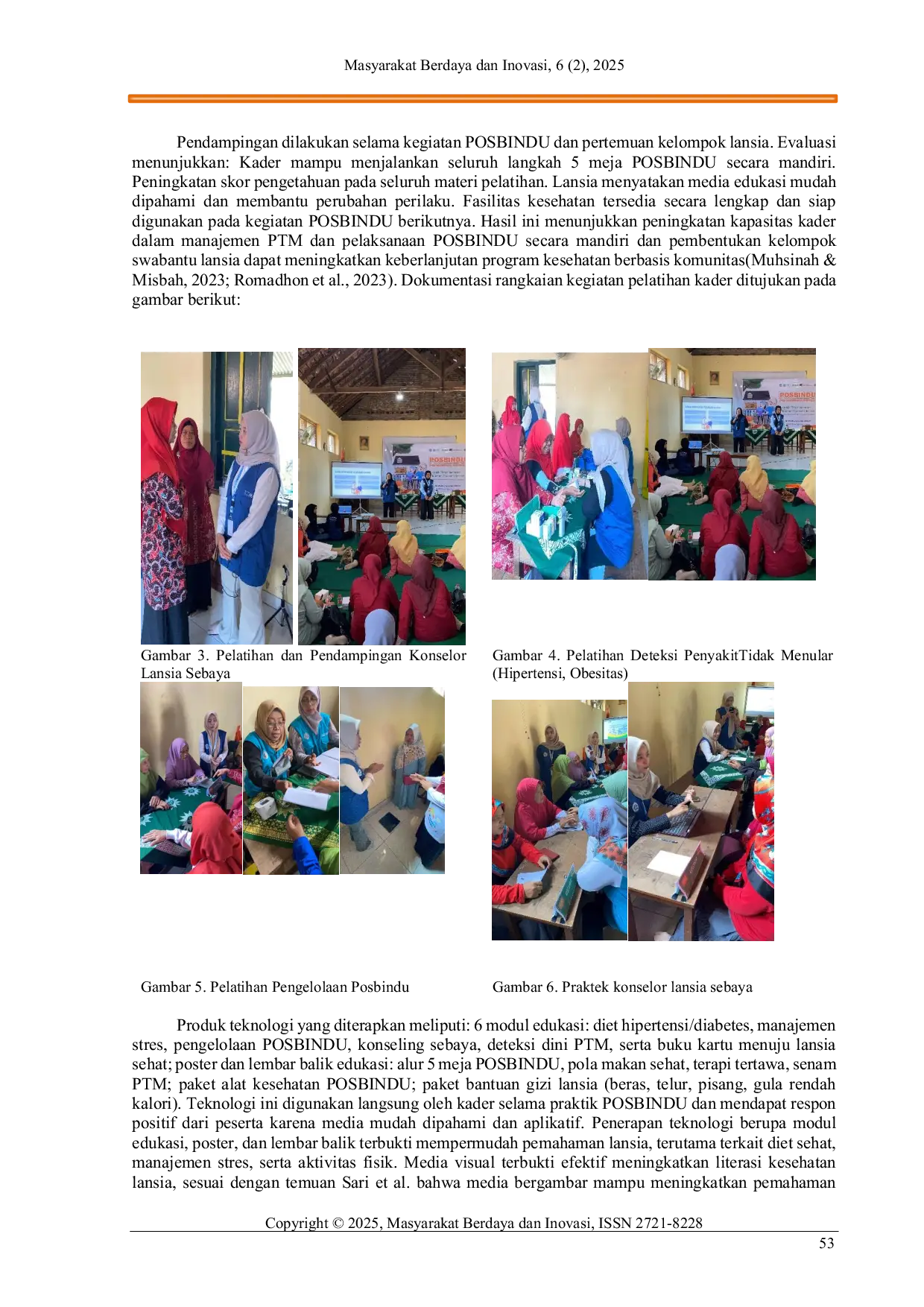 JURIS Optimalisasi POSBINDU Penyakit Tidak Menular melalui Pelatihan dan Pendampingan Kader di Sidoluhur Godean Sleman