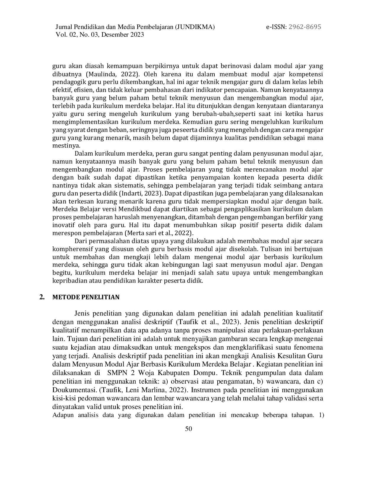 JURIS Analisis Kesulitan Guru dalam Menyusun Modul Ajar Berbasis Kurikulum Merdeka Belajar