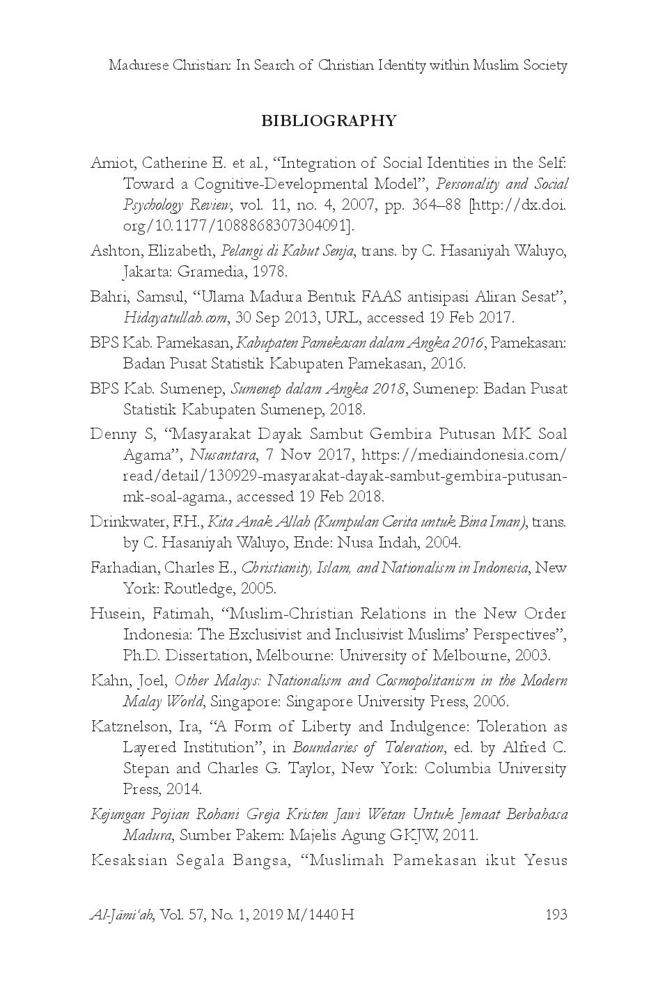 juris Madurese Christian In Search of Christian Identity within Muslim Society