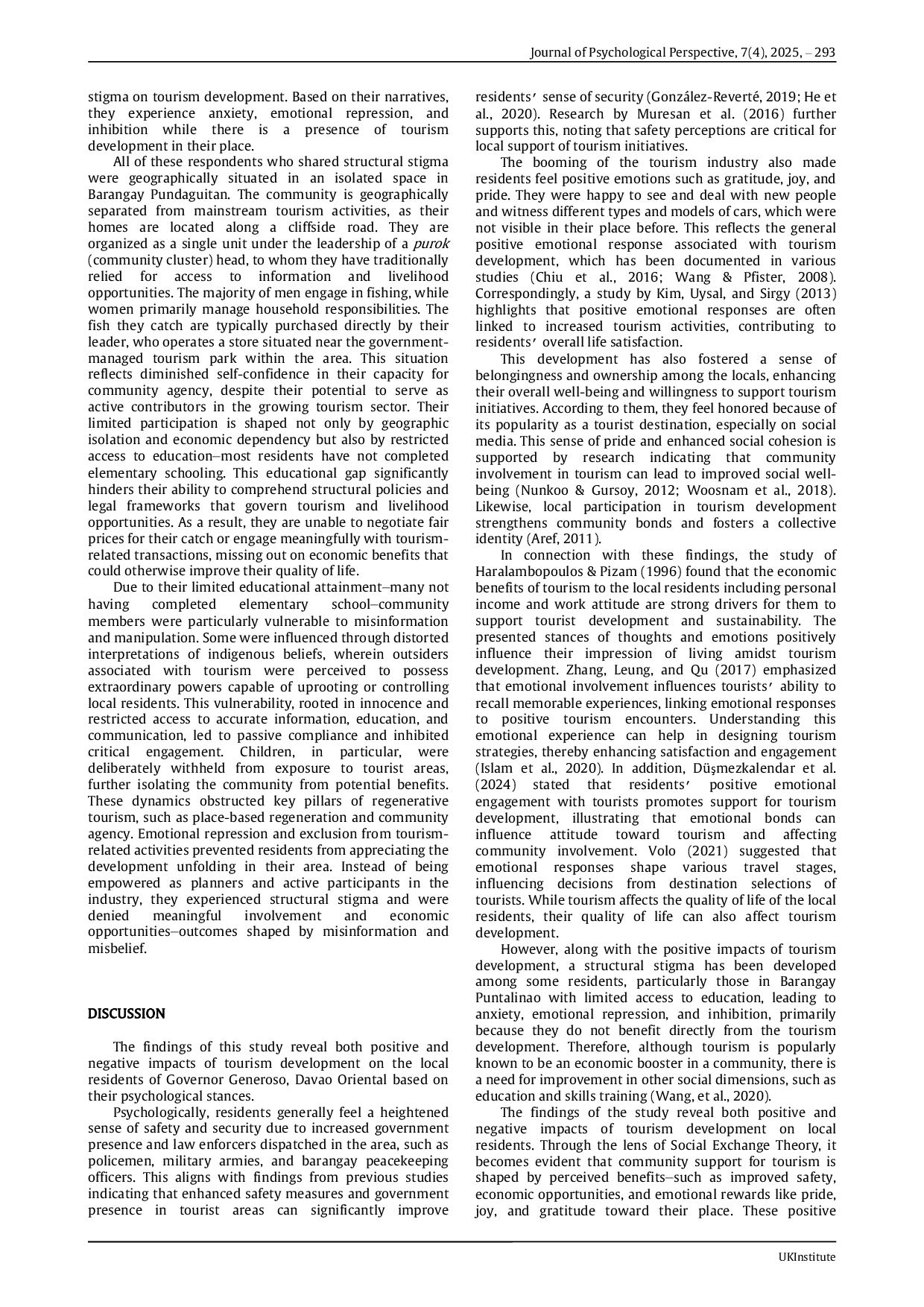 JURIS Exploring Local Residents Psychological Stances for Regenerative Tourism